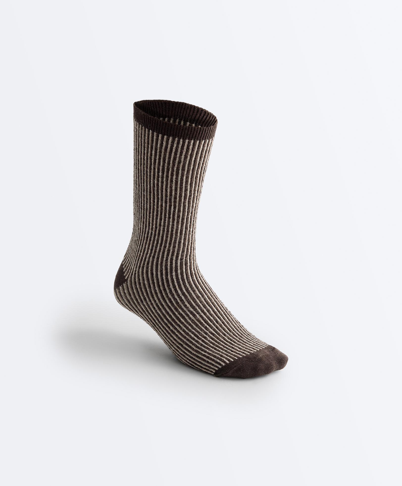 3 pairs of cotton blend classic textured socks — MINK