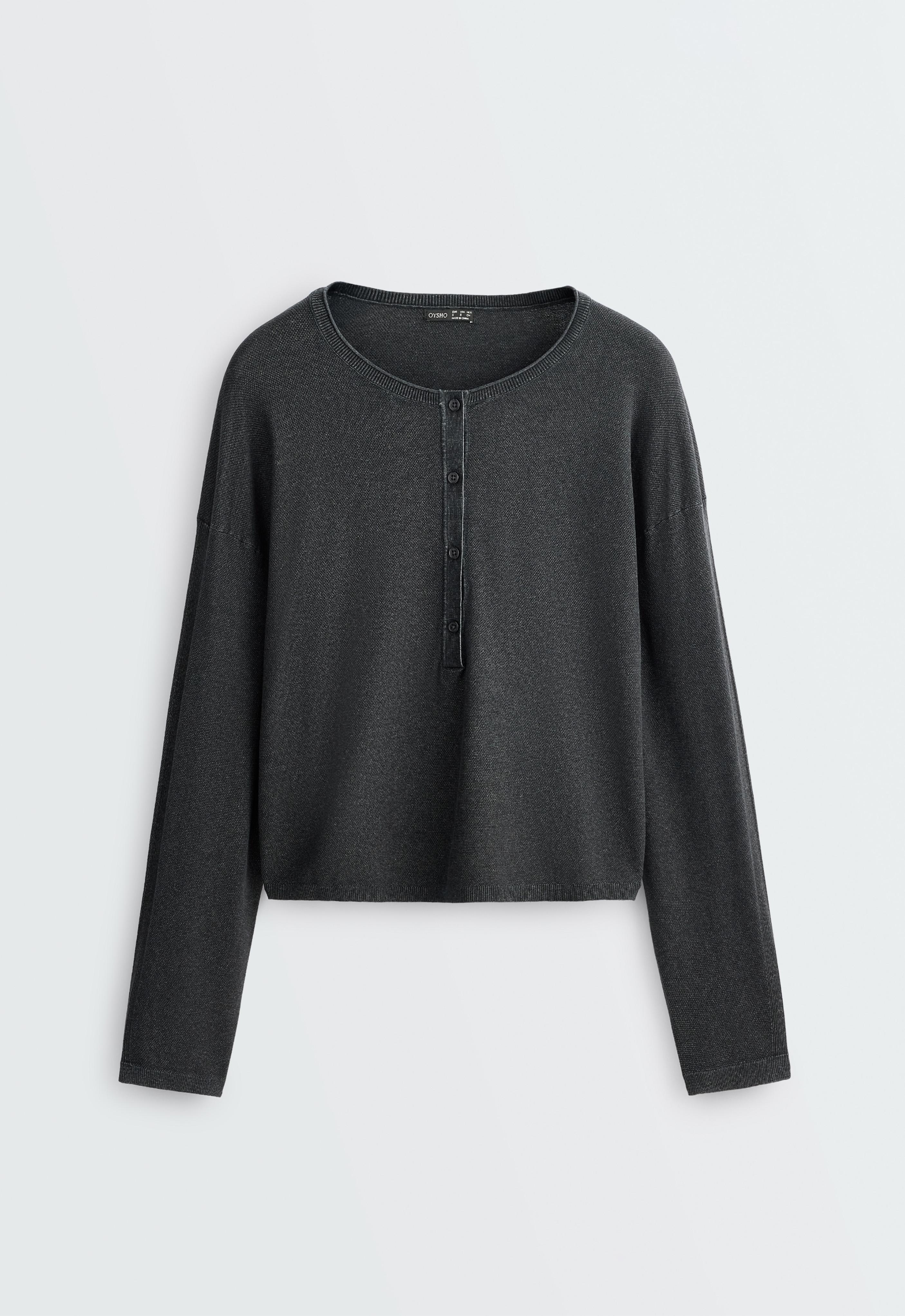 Long-sleeve waffle knit jumper — DARK ANTHRACITE