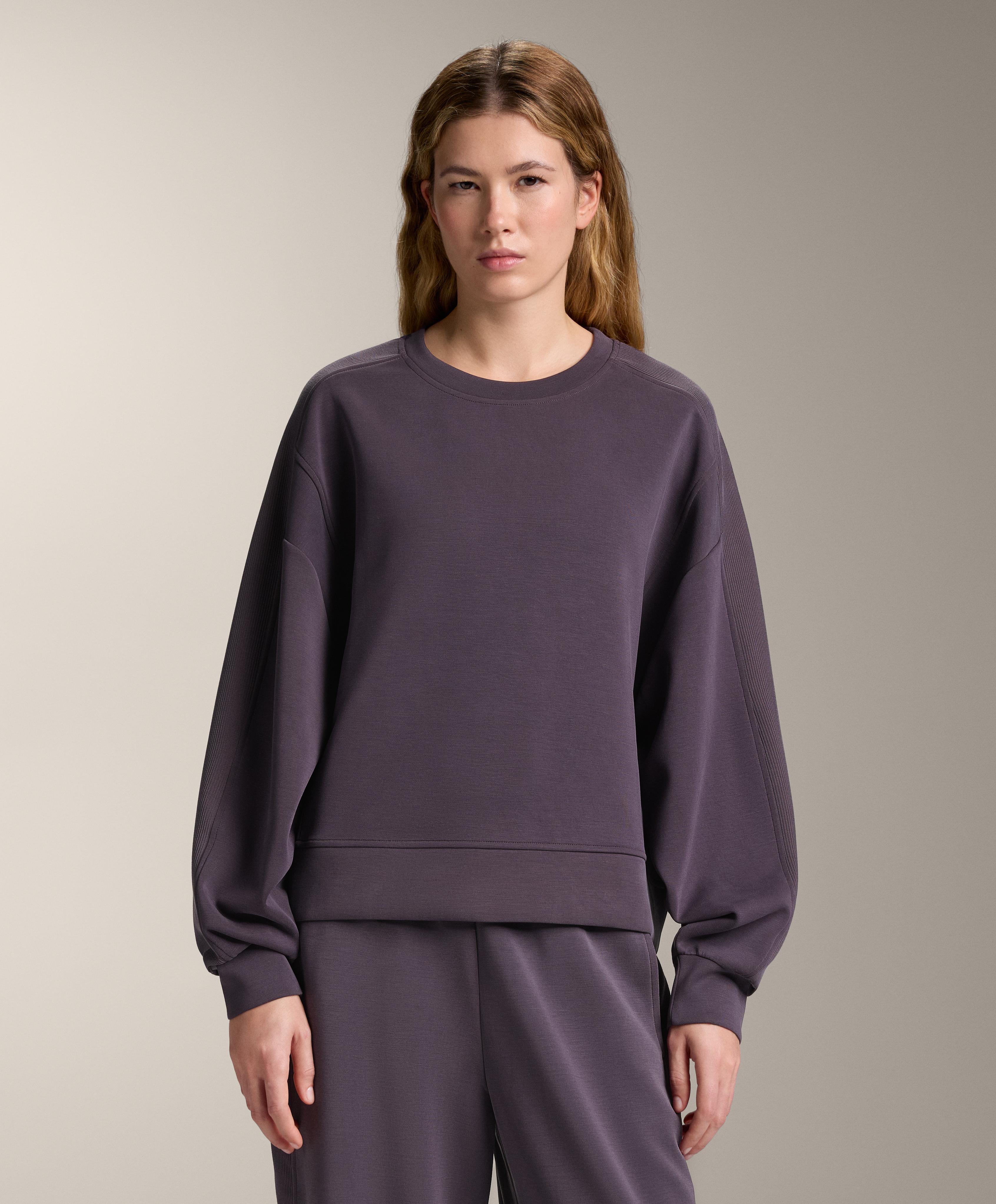 Brushed sweatshirt with rib detail and modal