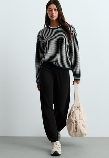 Fine striped knit jumper — BLACK 1