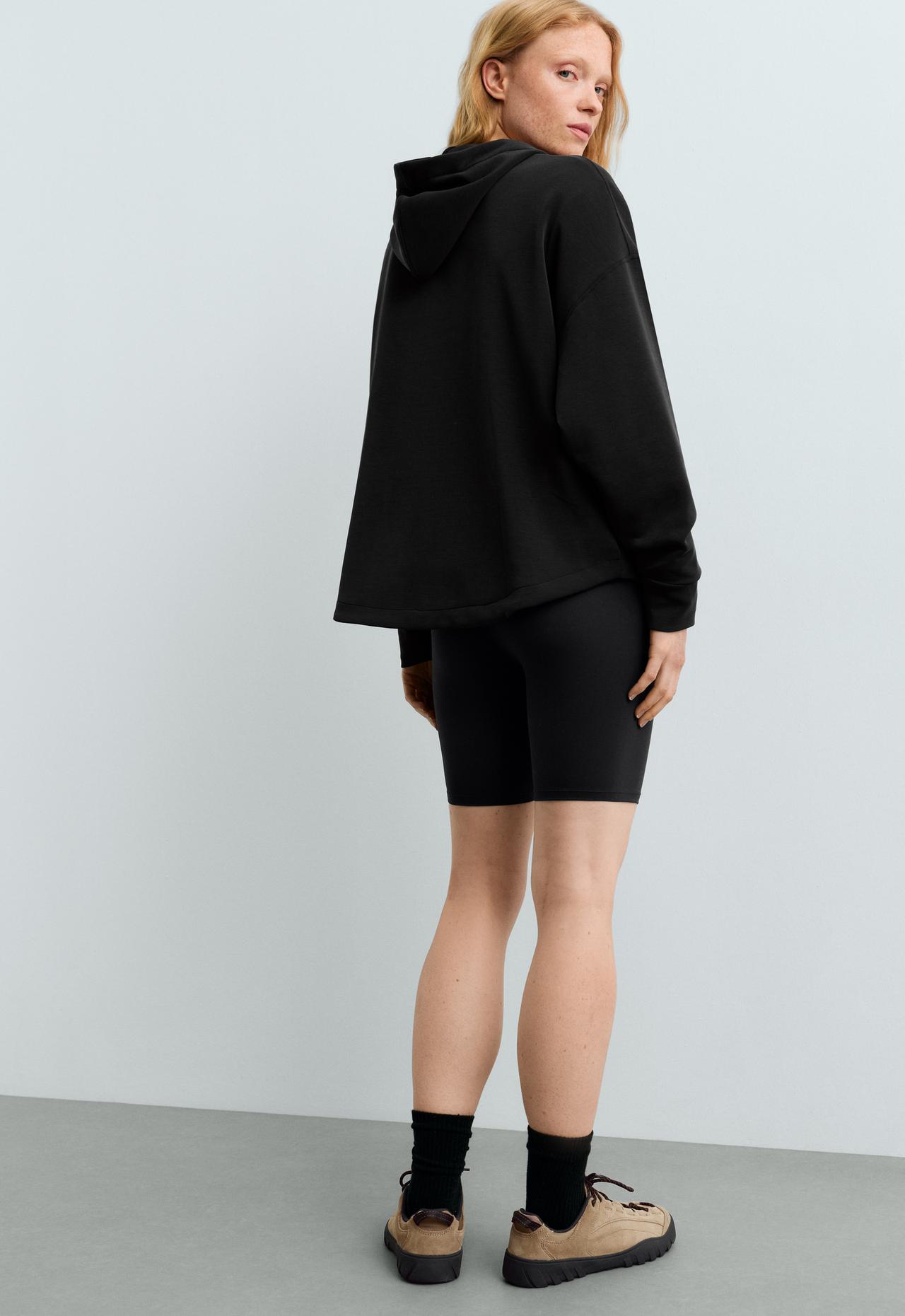 Soft-touch modal sweatshirt with zip — BLACK
