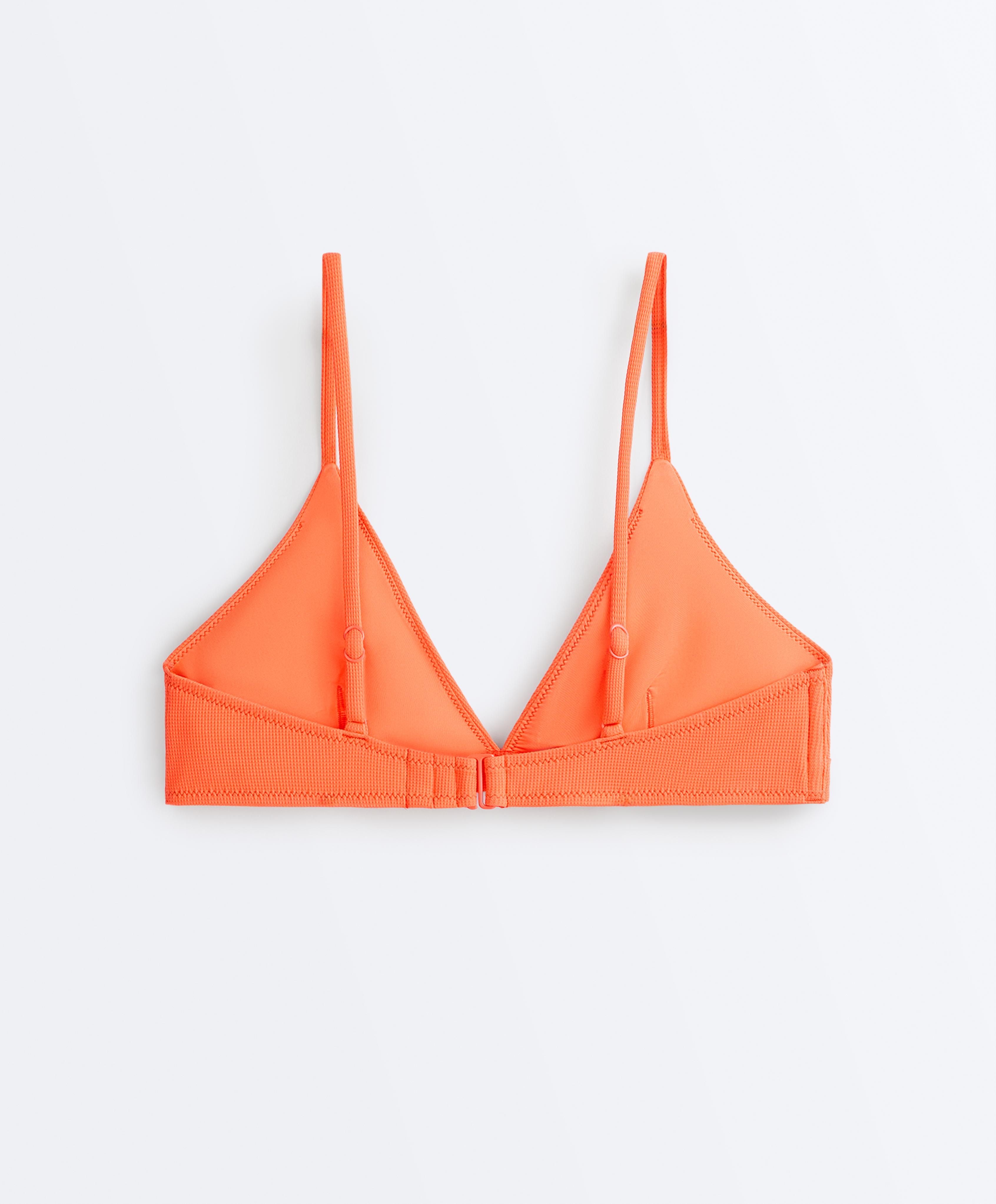 Piqué triangle bikini top — WASHED ORANGE