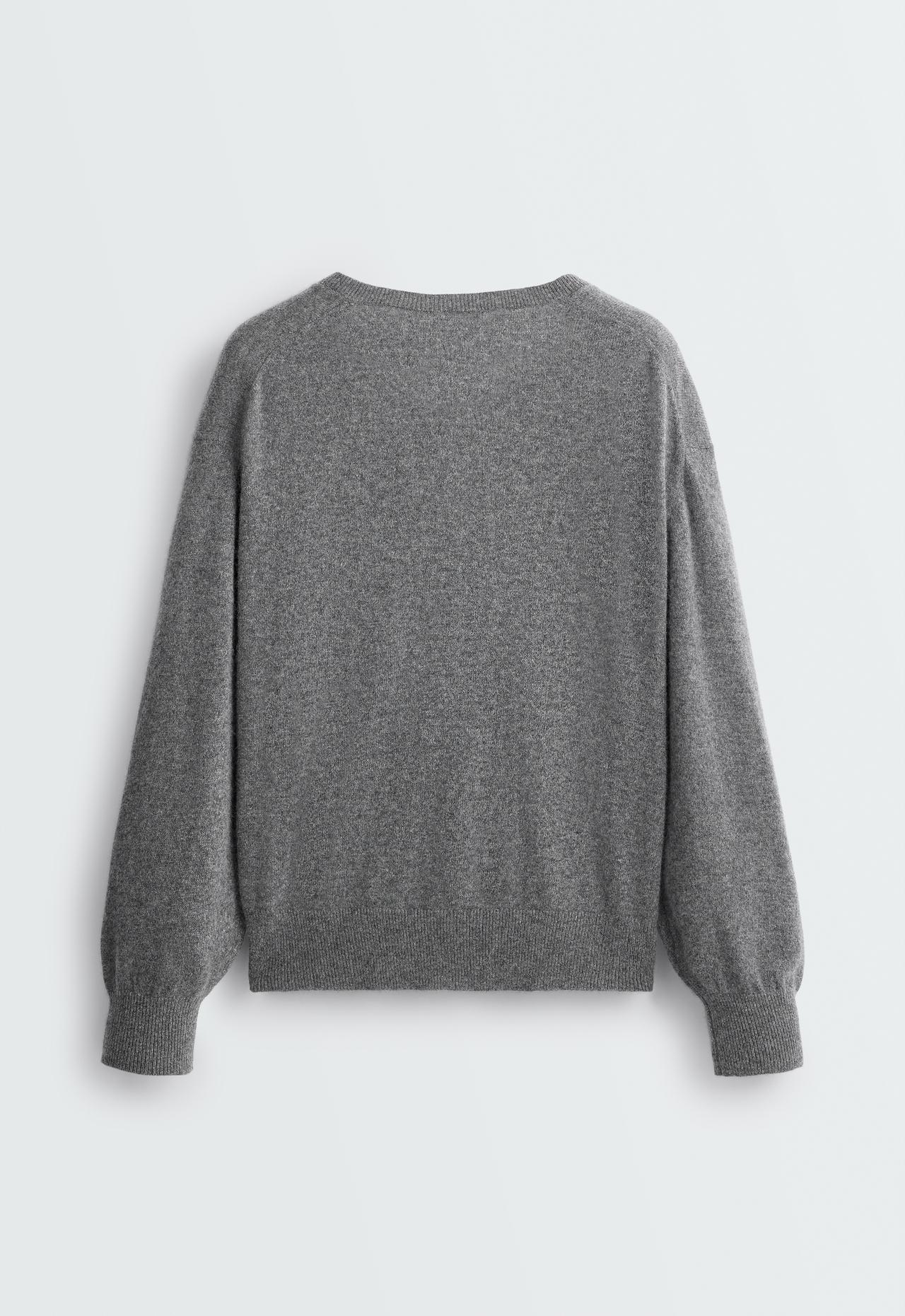 100% cashmere V-neck knit jumper — MOTTLED GREY MELANGE