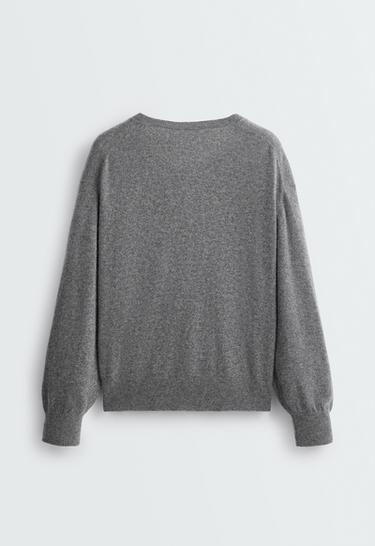 100% cashmere V-neck knit jumper — MOTTLED GREY MELANGE 6