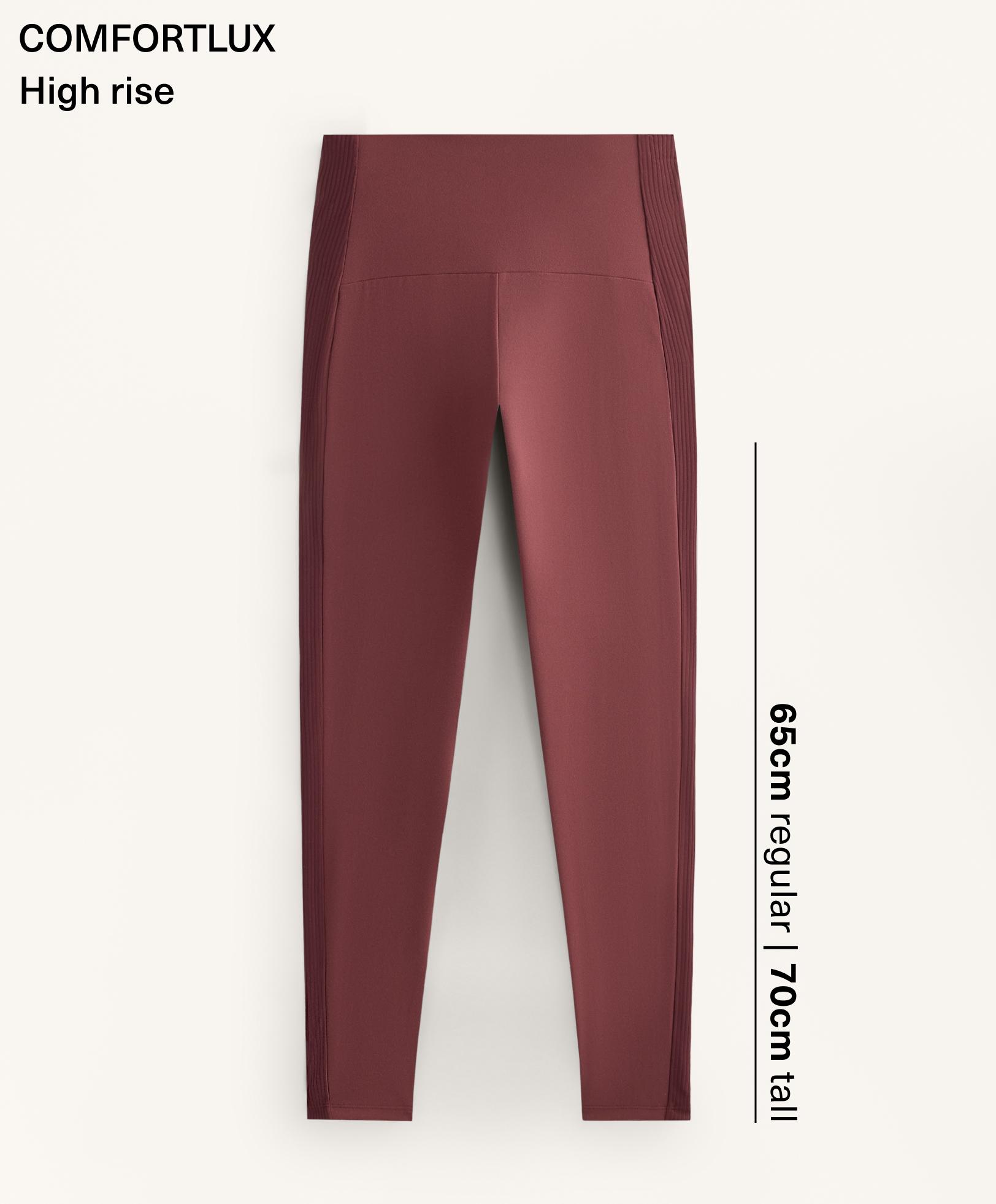 Comfortlux high-rise ankle-length rib leggings — MAROON