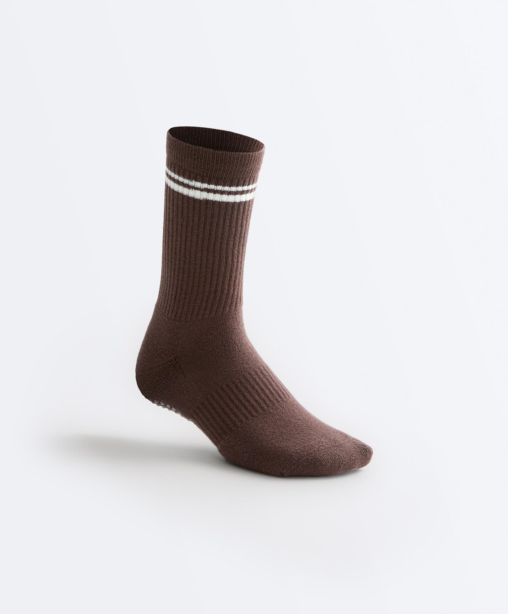 2 pairs of Classic cotton blend yoga and Pilates socks — CHOCOLATE