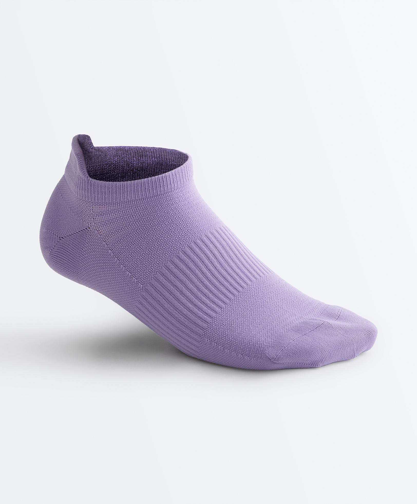 3 pairs of polyamide blend sports sneaker socks with heel tab — WASHED PURPLE