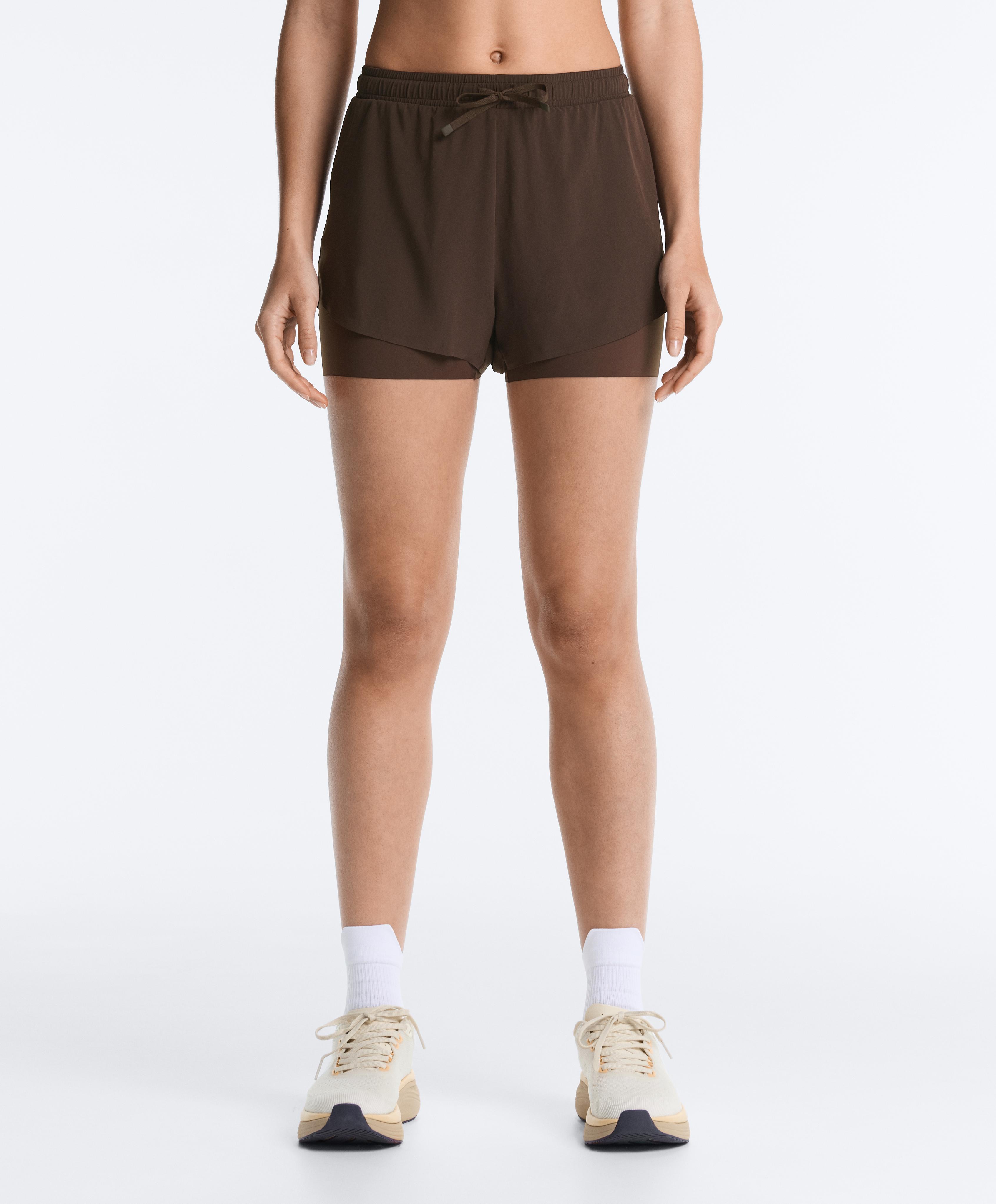 Light Touch 2-in-1 mid-rise shorts — DARK BROWN