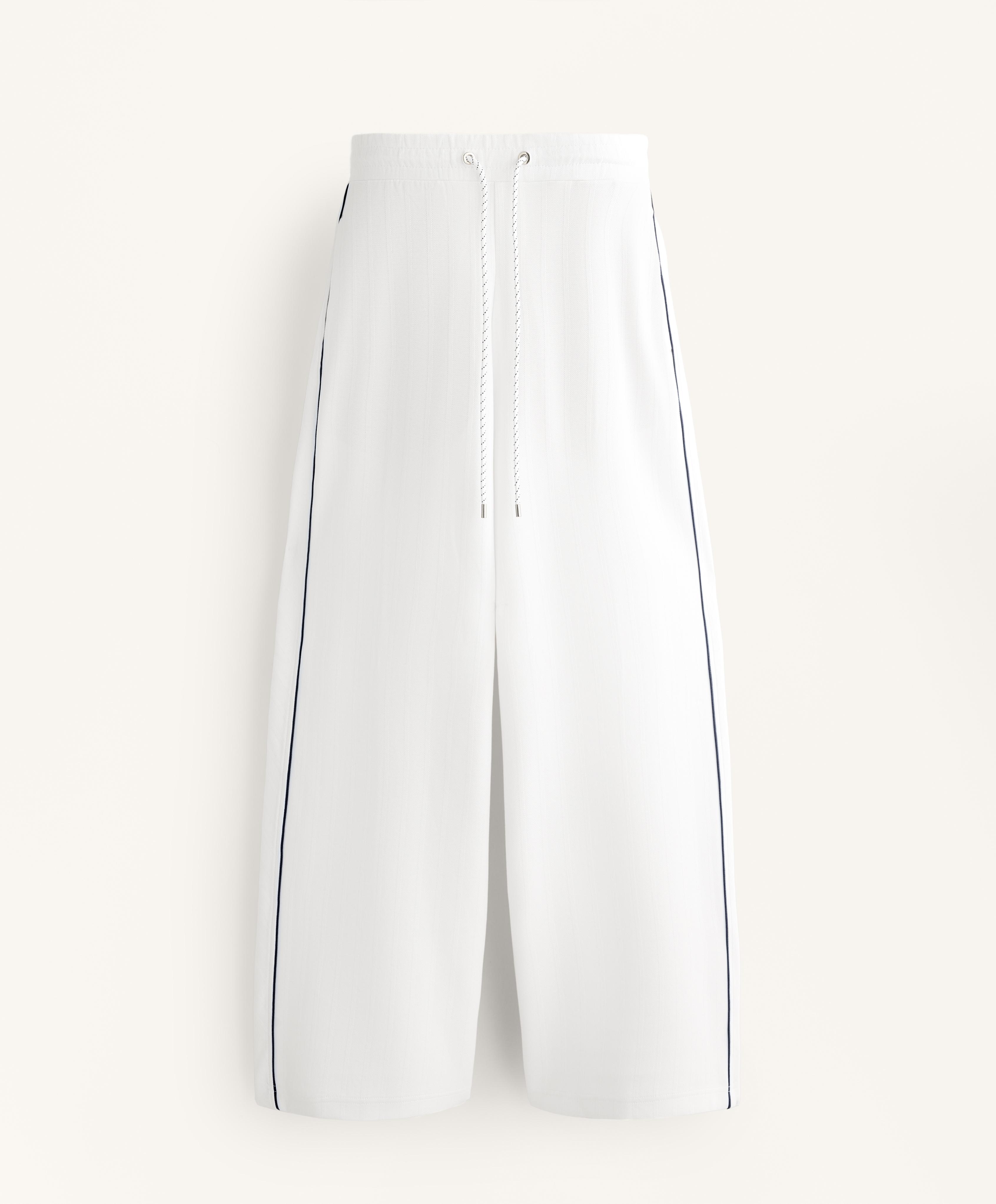 Piqué trousers with side piping and cotton — WHITE 