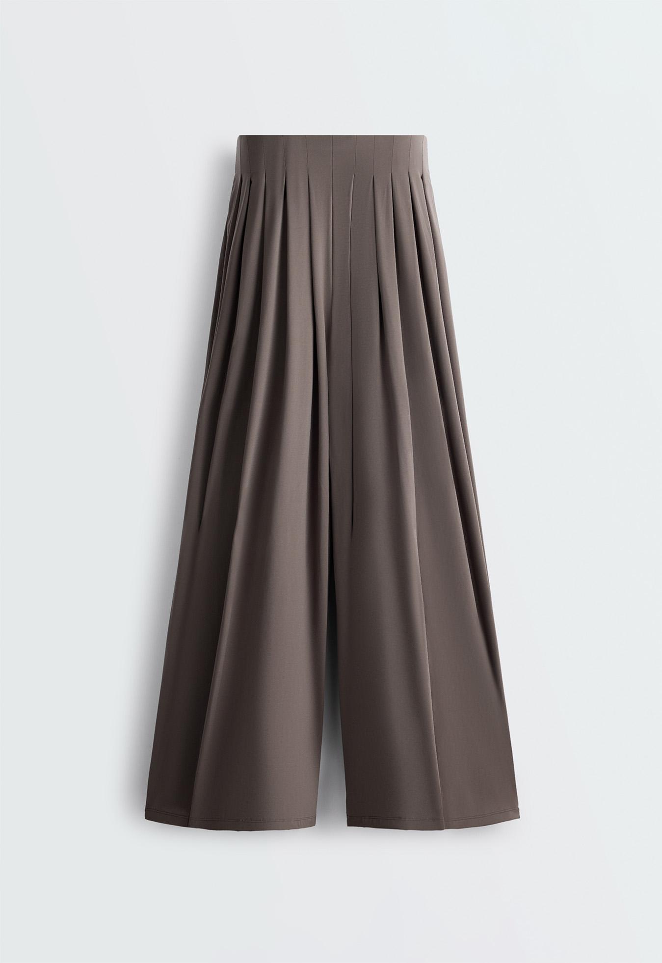 Light Touch wide-leg pleated trousers — BROWN-KHAKI