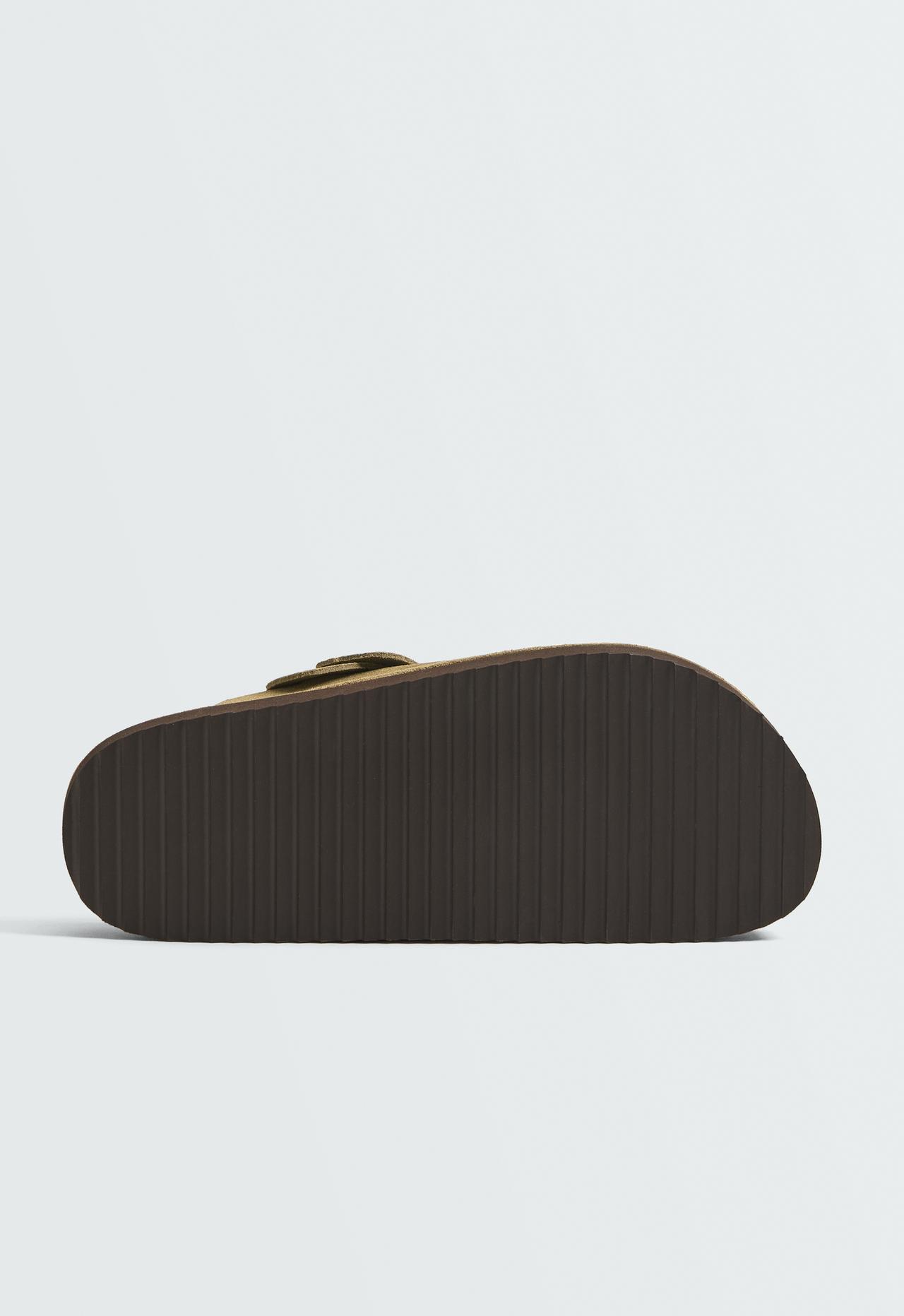 Split-leather buckled clog — KHAKI
