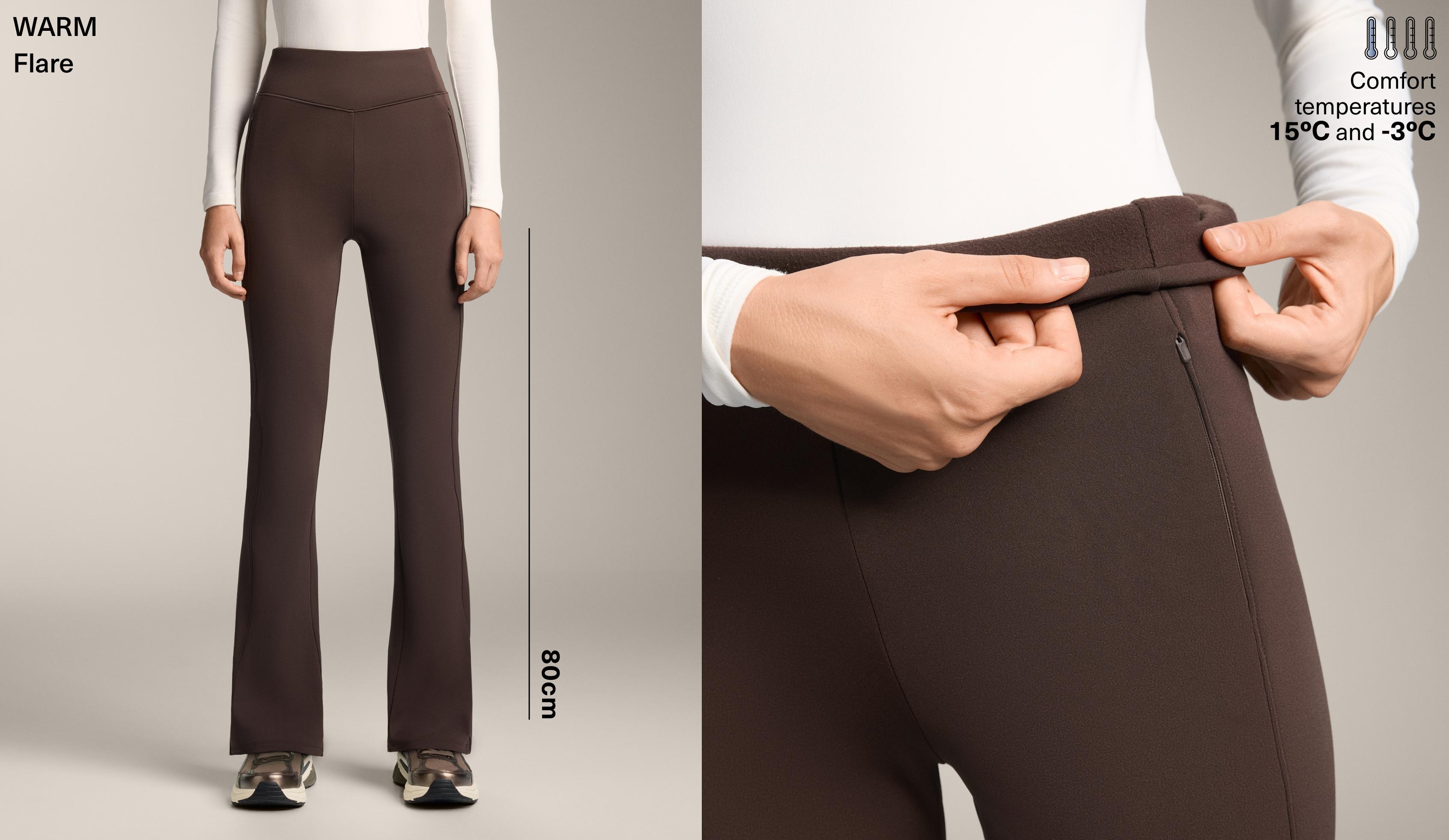 High rise warm flare trousers with pockets