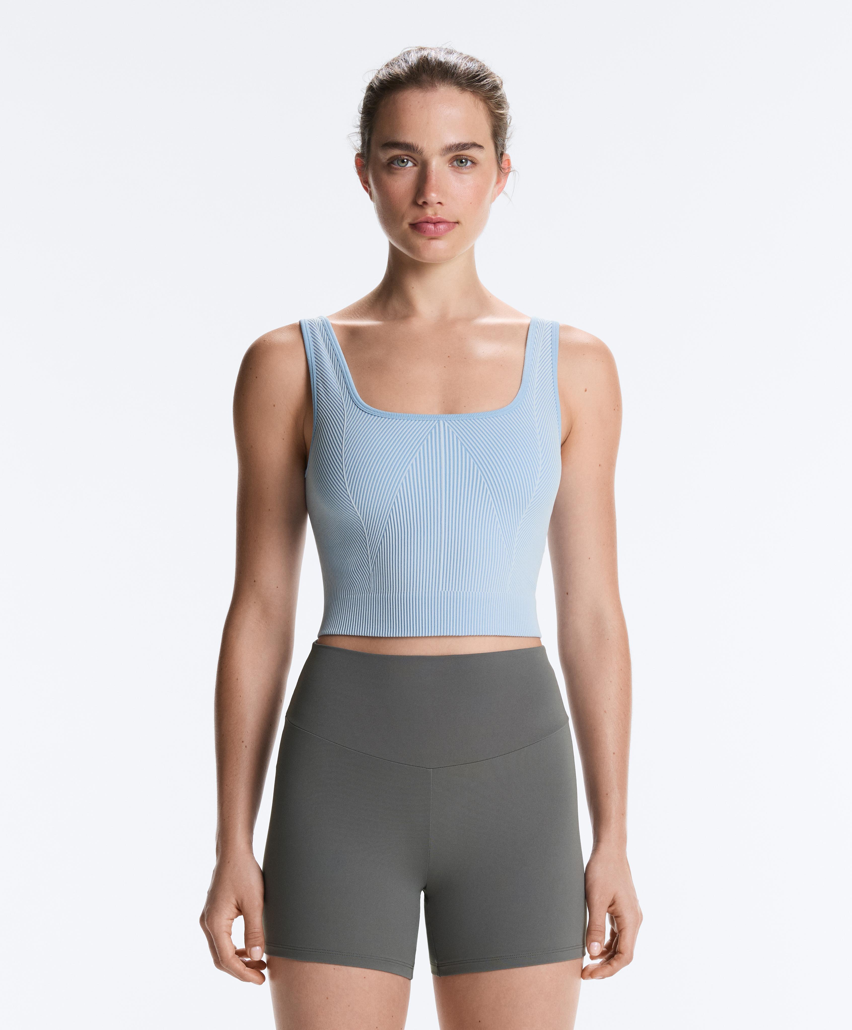 Seamless square neck tank top — PALE BLUE
