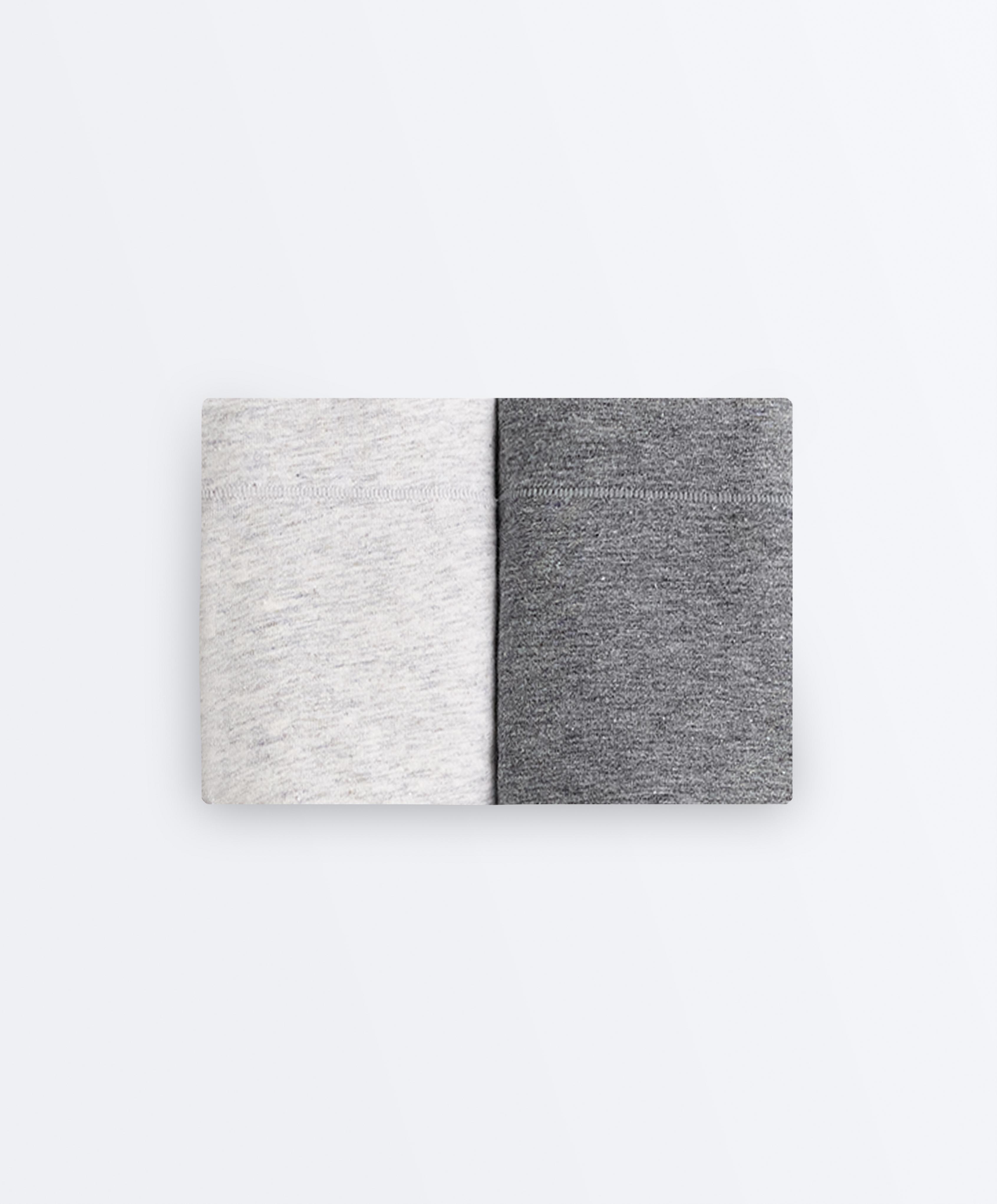 2 cotton blend shortie briefs — GREY MELANGE