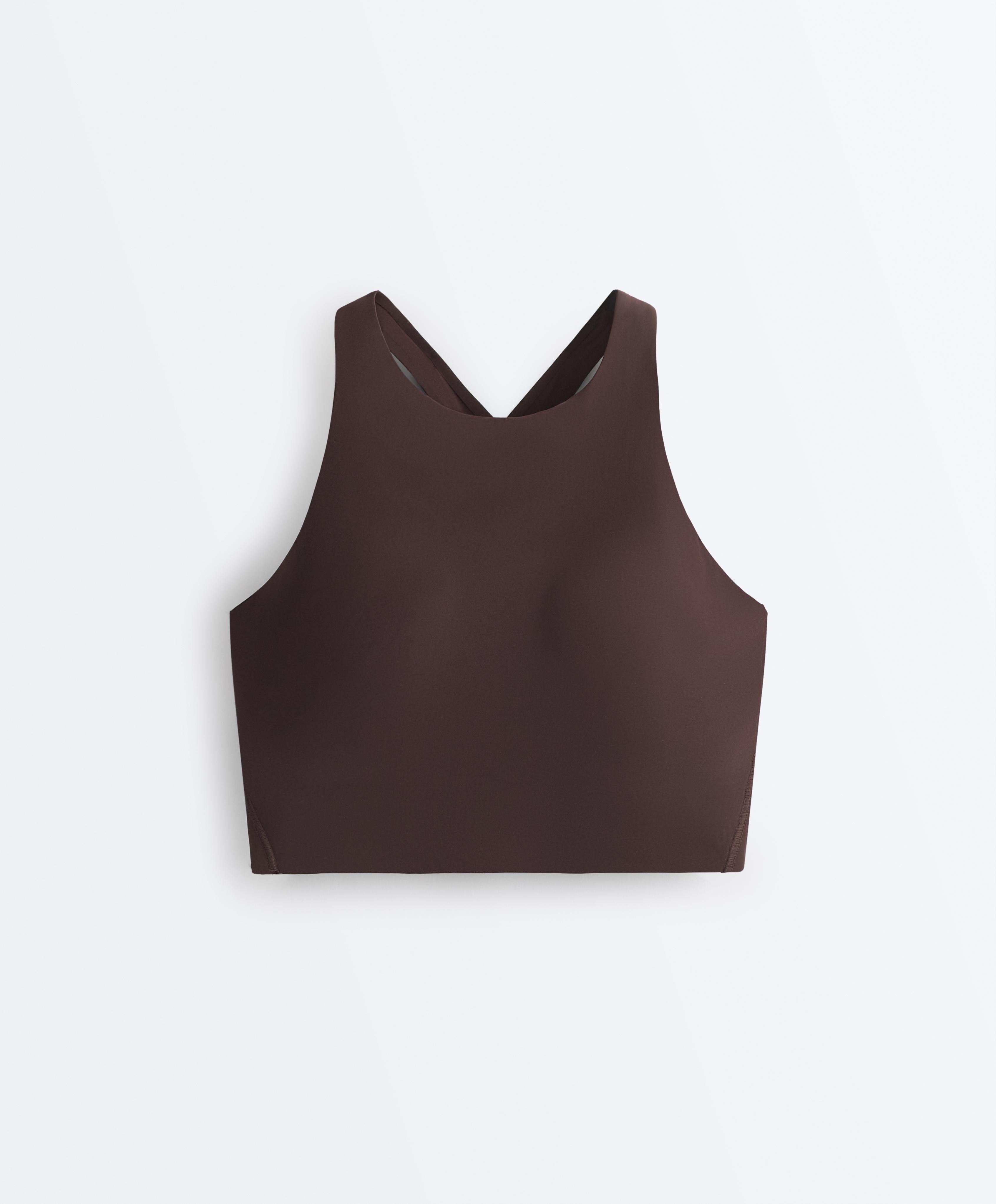 Light Touch crossover back tank top — Dark chocolate