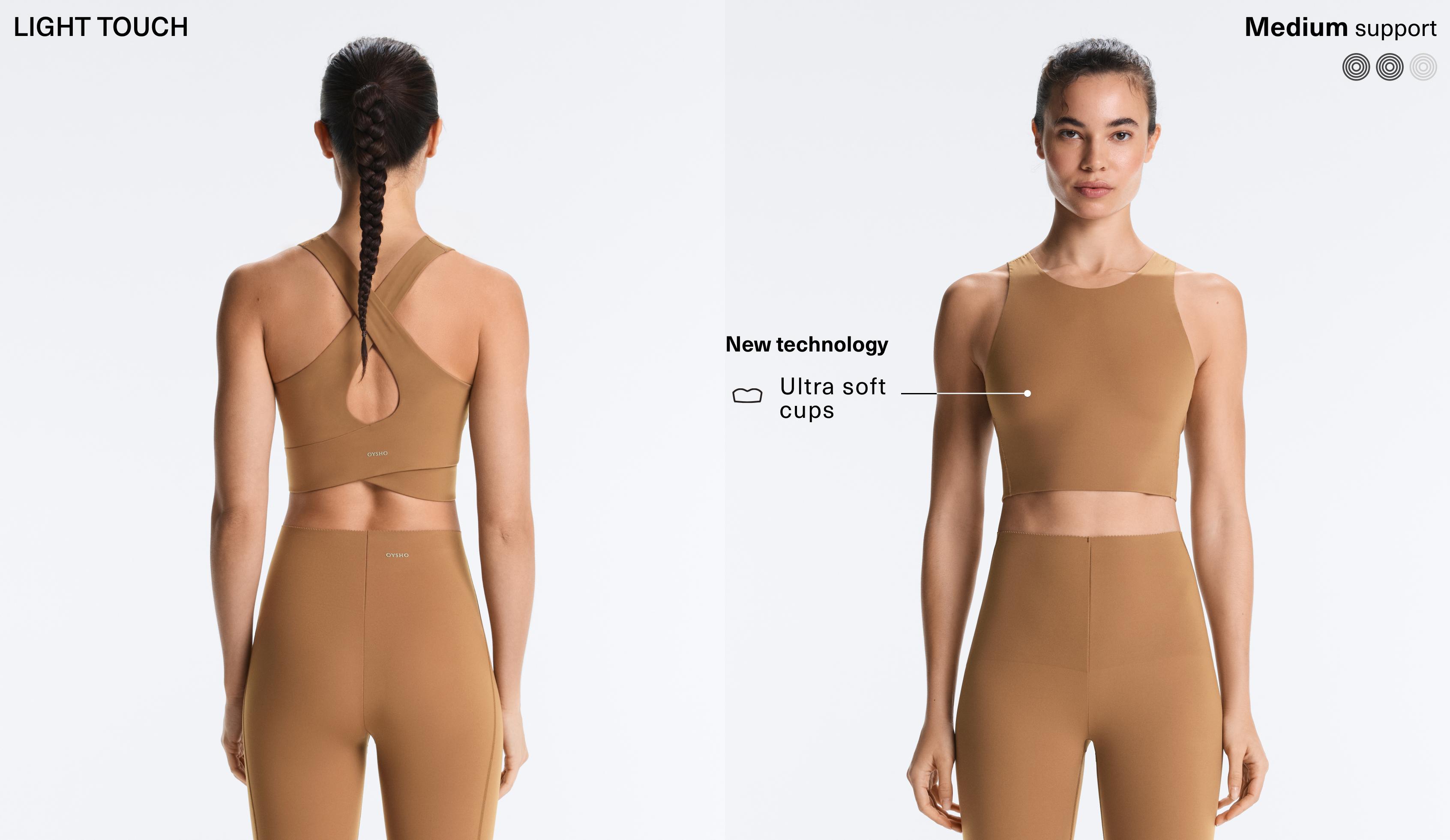 Light Touch crossover back tank top — PALE BROWN