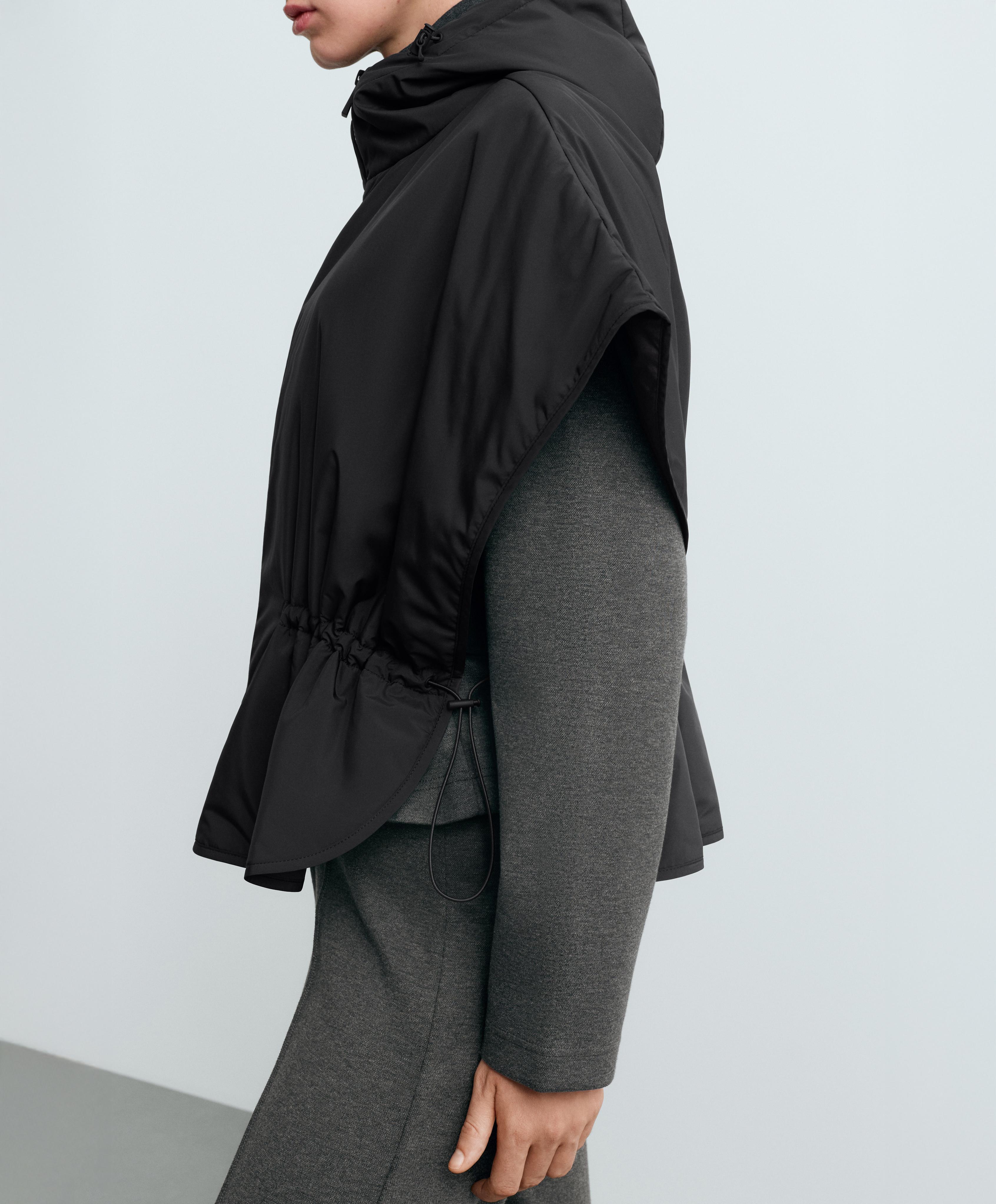 Cape-style padded gilet — BLACK