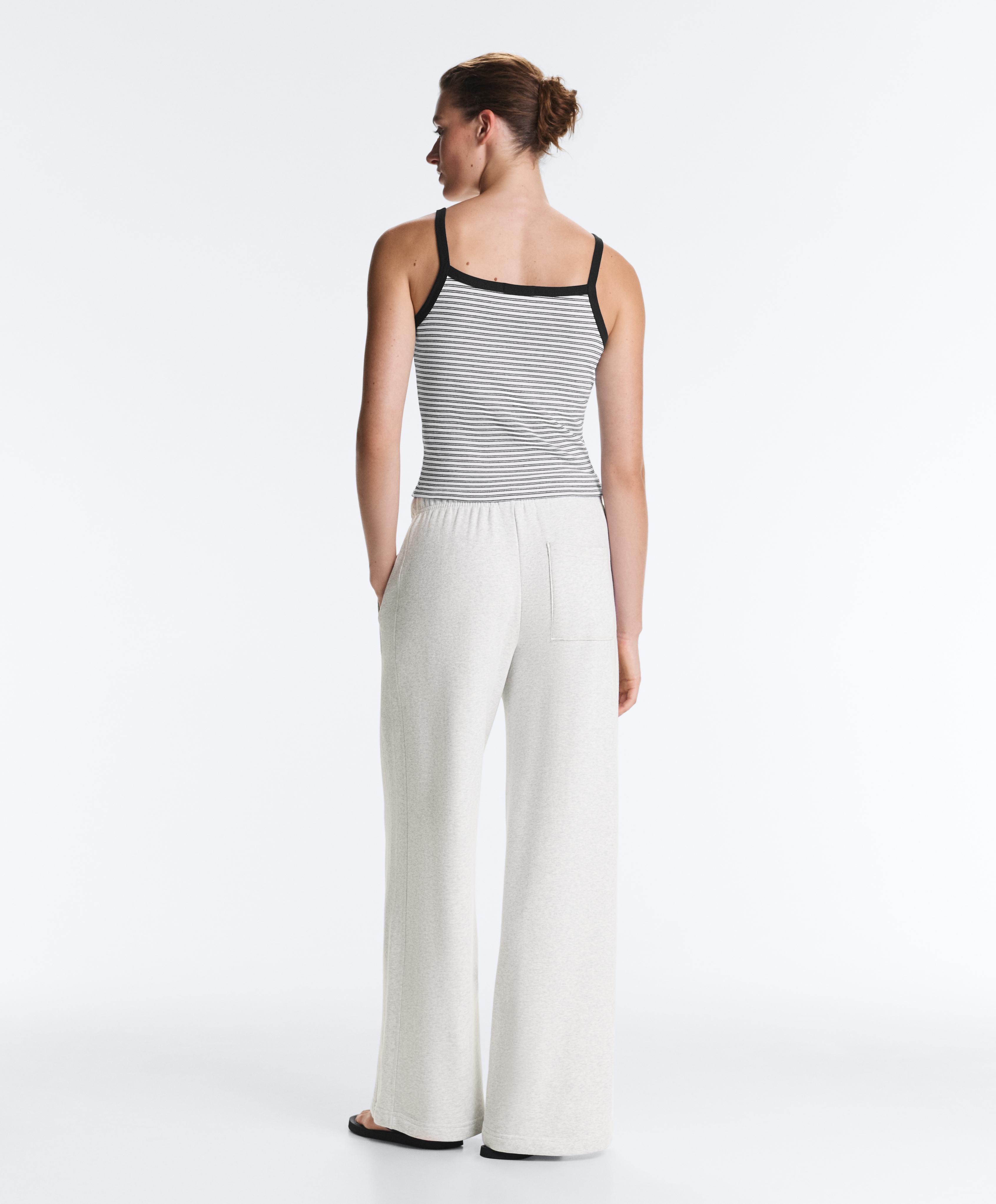 Striped cotton-blend rib vest top — WHITE