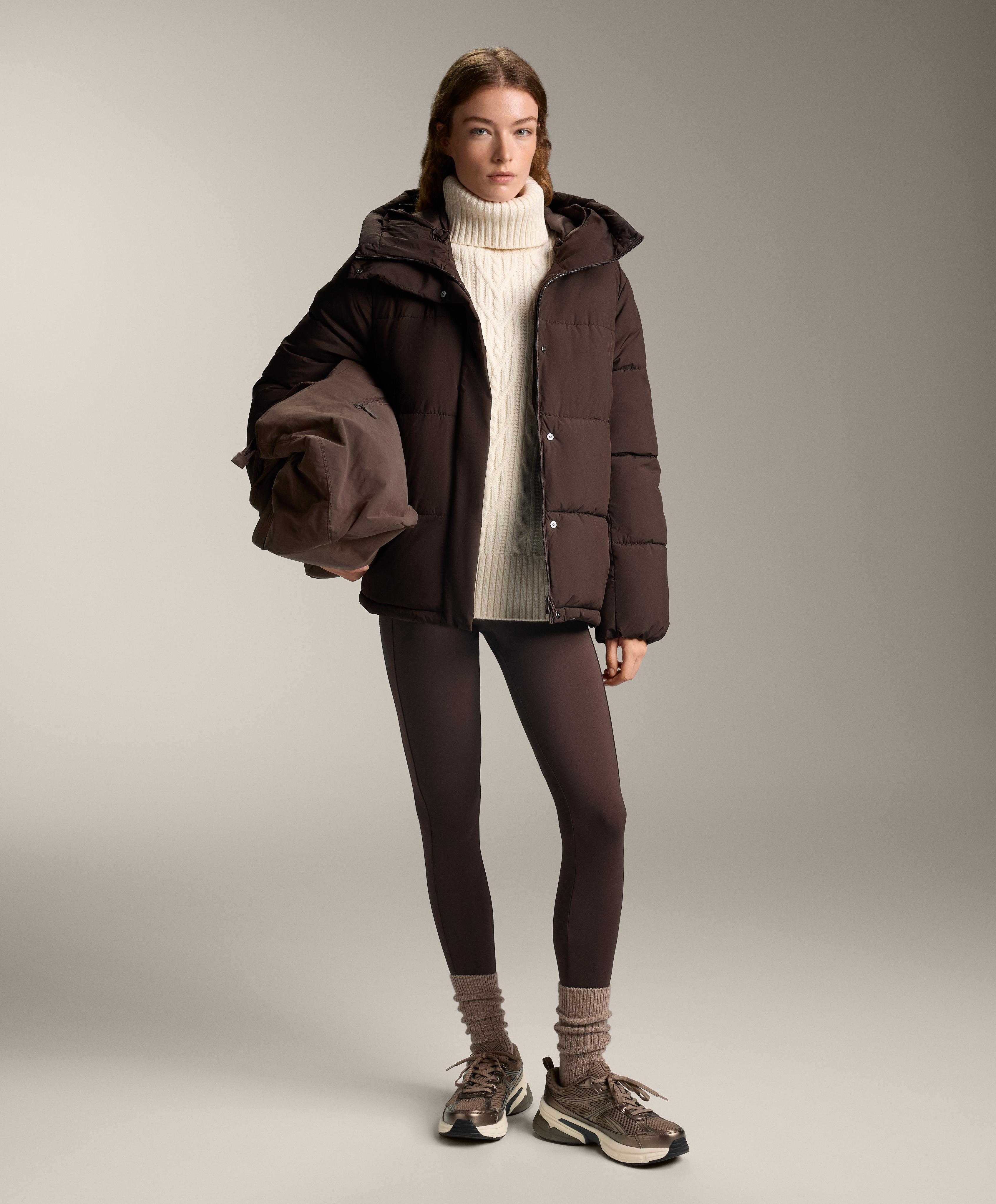 Warm high-rise ankle-length leggings with pockets 70 cm — DARK REDDISH‑BROWN