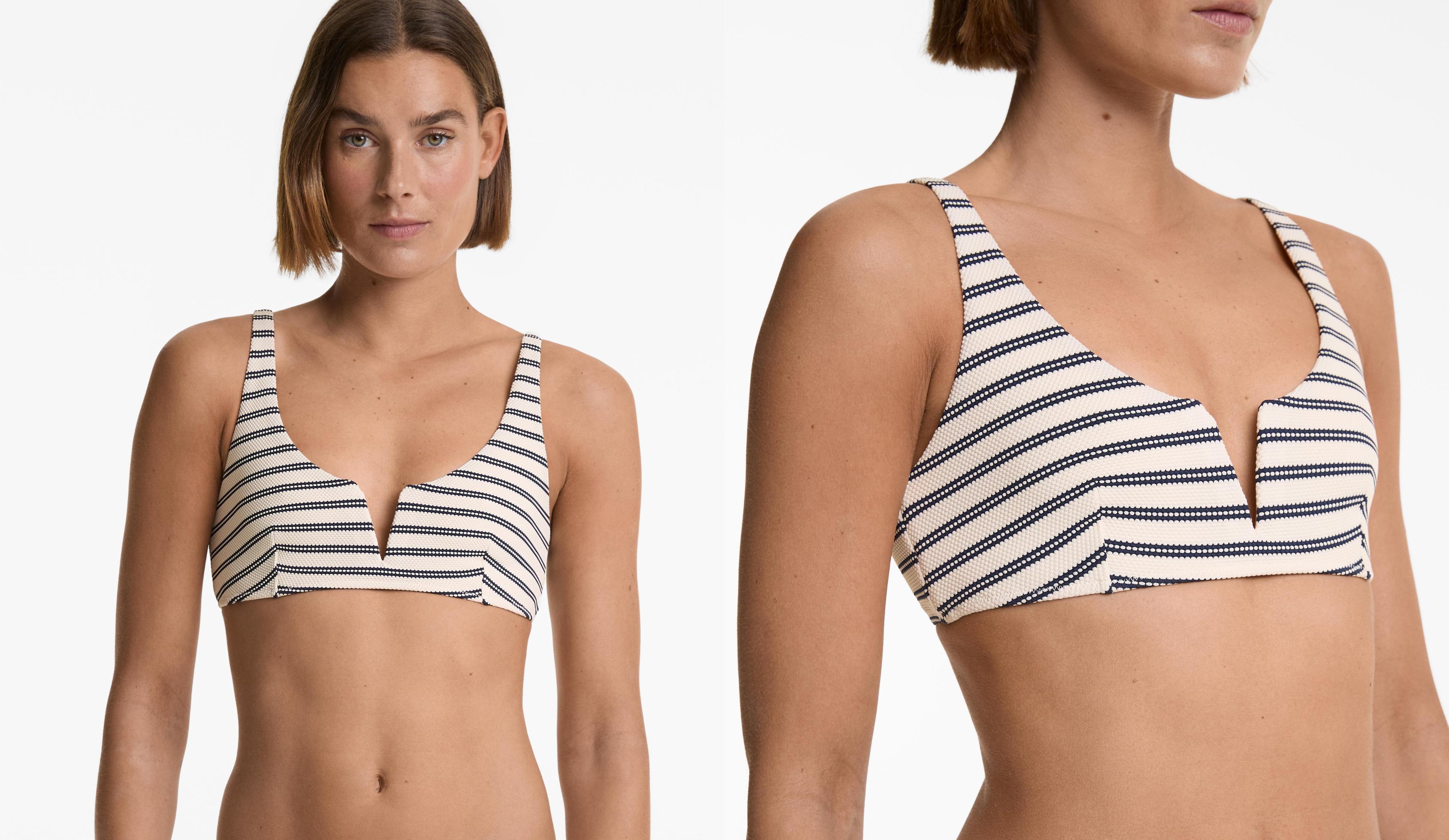 Striped halter bikini top