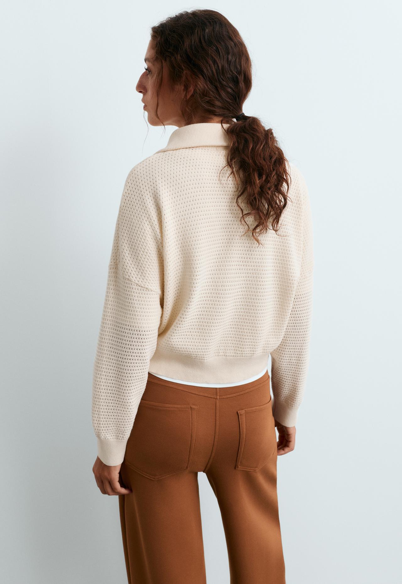 Cotton-blend open knit jumper — PALE ECRU