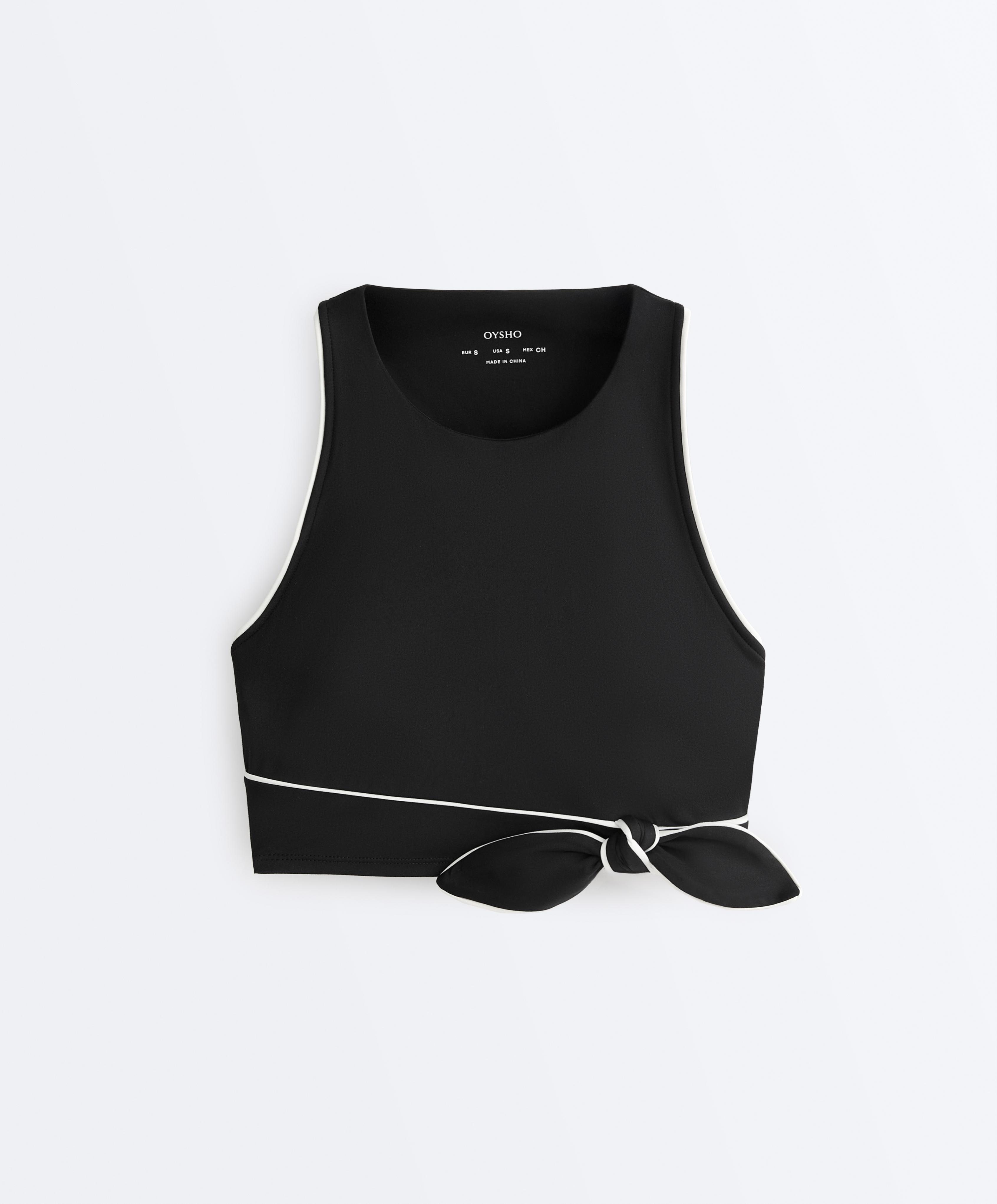 Comfortlux sleeveless tie tank top — BLACK