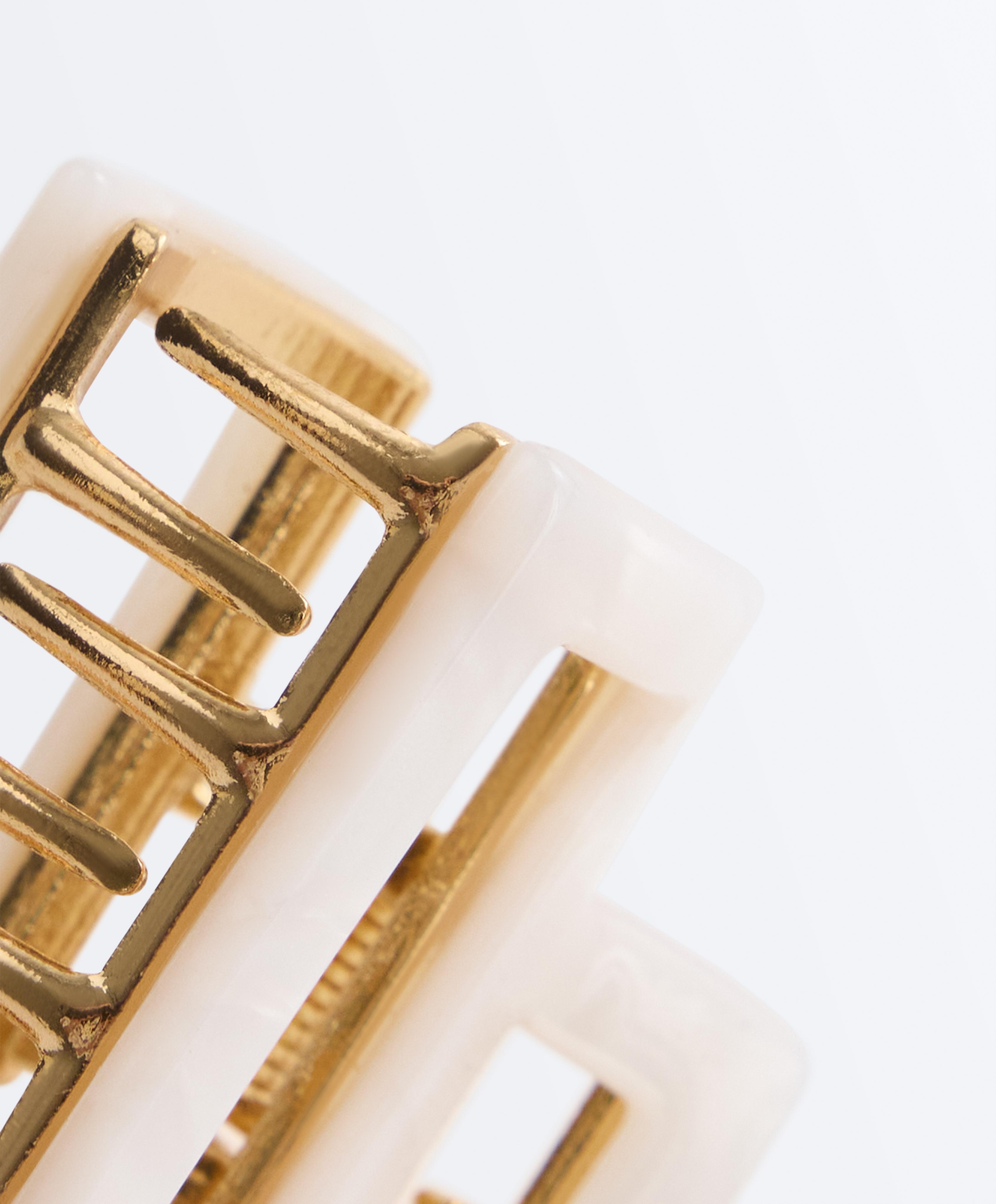 2 square metallic hair clips — QUARTZ