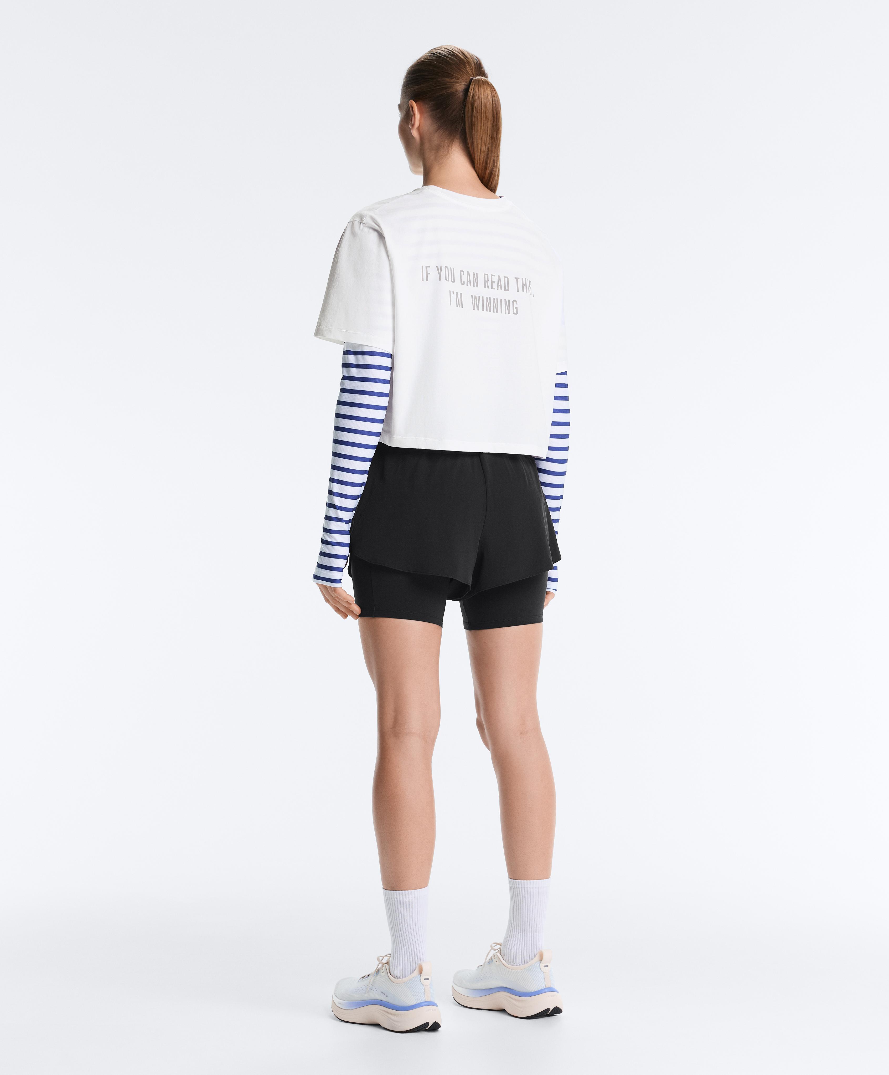Boxy cropped cotton blend slogan T-shirt — WHITE 