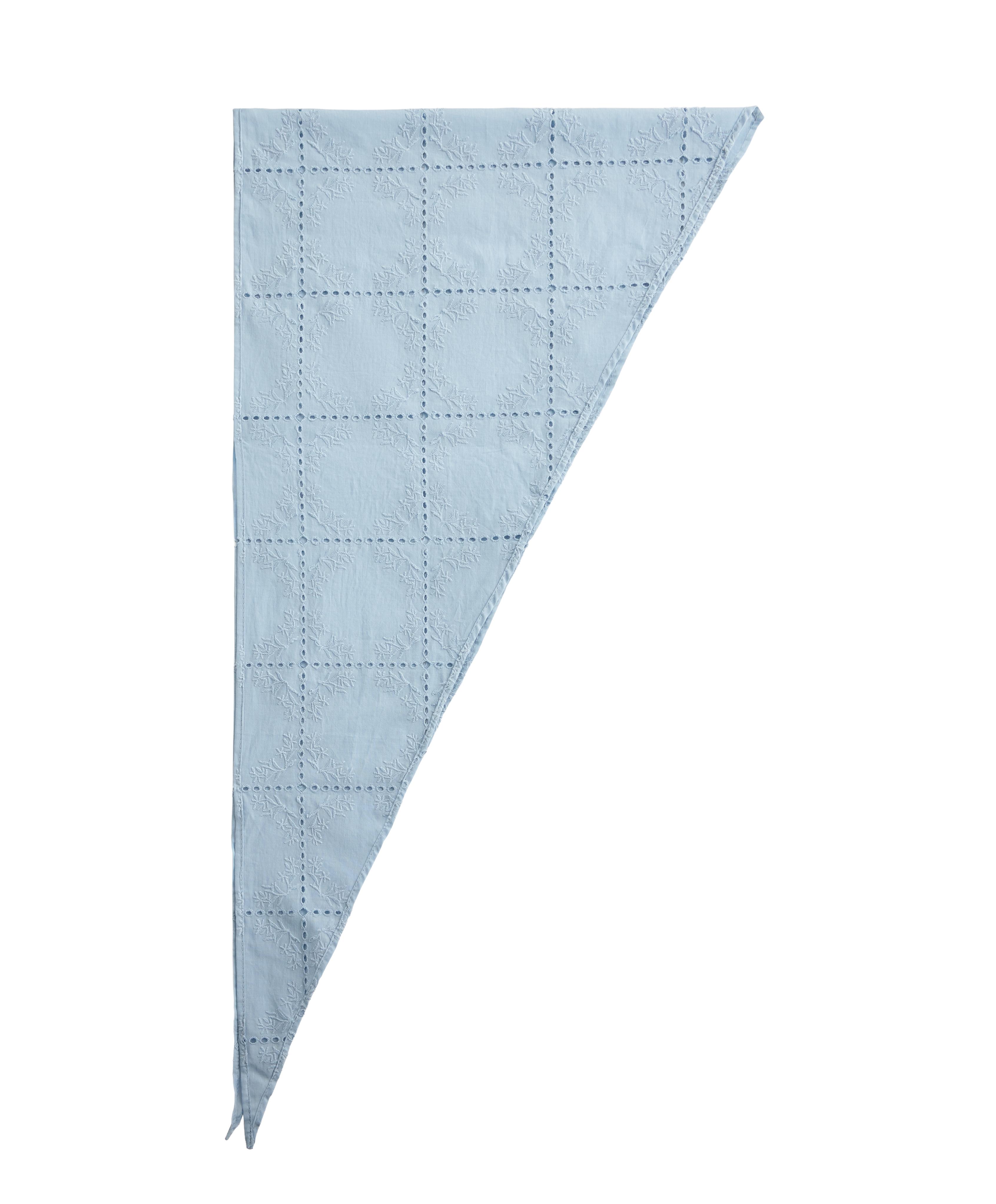 Embroidered 100% cotton scarf — PALE BLUE
