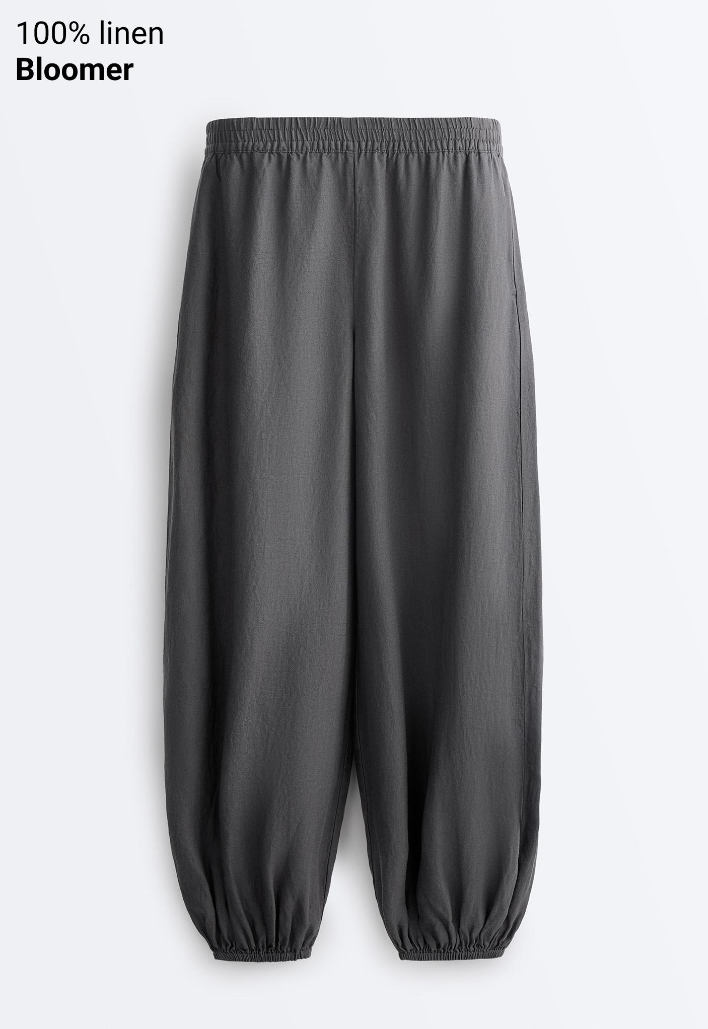 100% linen bloomer trousers — STEEL GREY