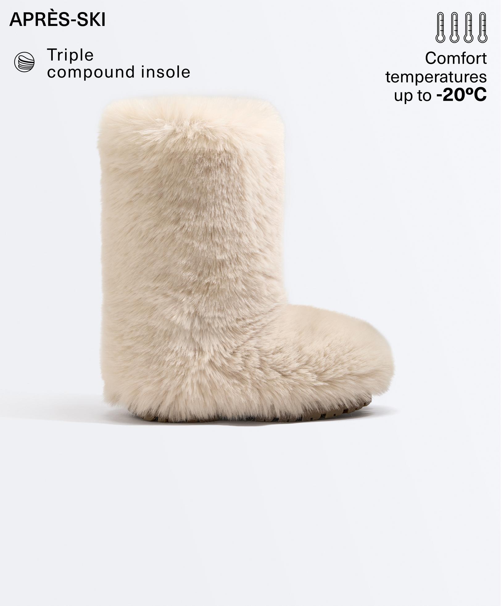 Technical faux-fur effect boot — ECRU