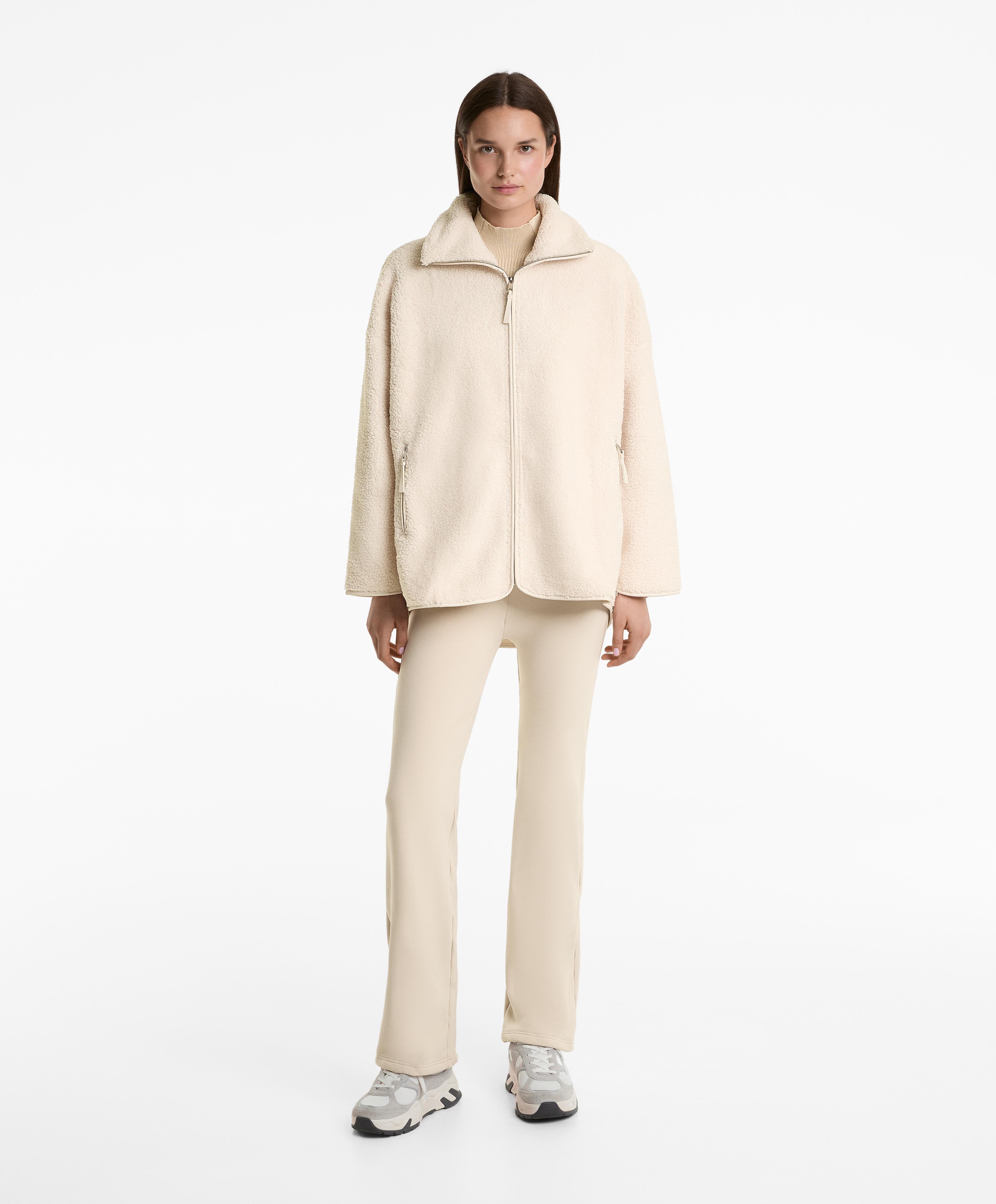 Oversize faux-shearling jacket — ECRU