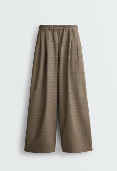 Wide-leg houndstooth trousers — BROWN MELANGE 5