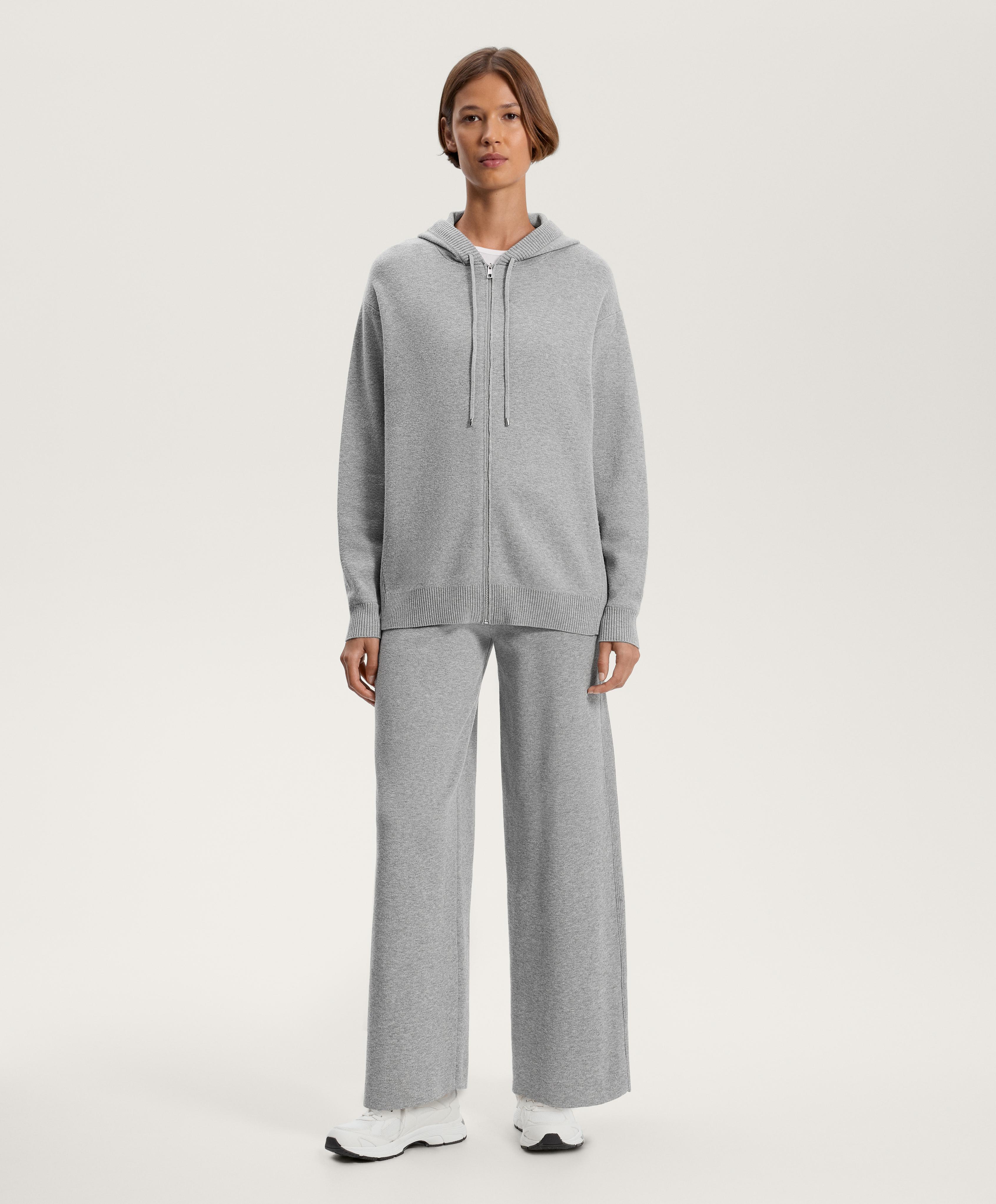 Total look düz kesim fitilli yan gri