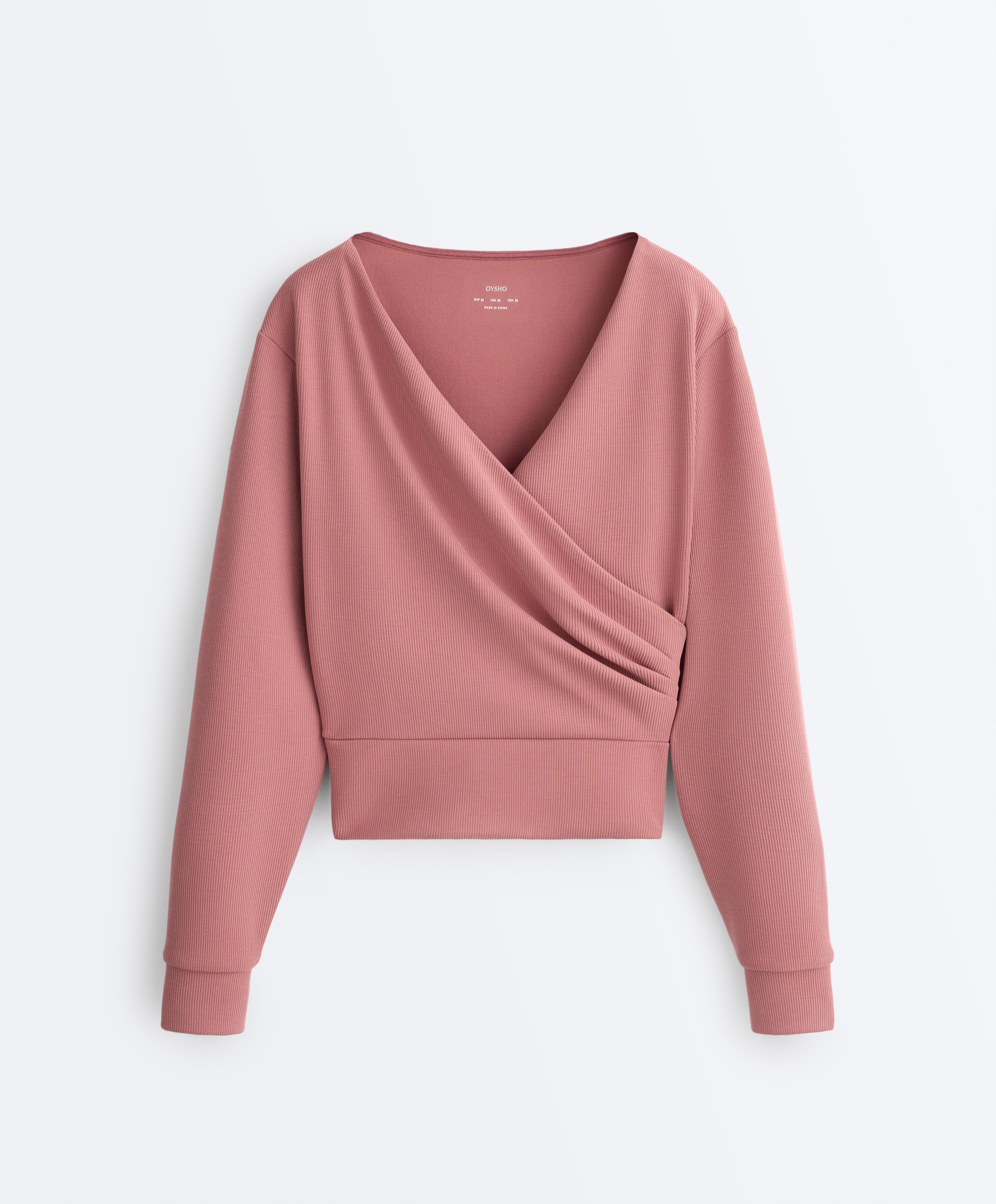 Wrap rib brushed modal sweatshirt — PALE PINK