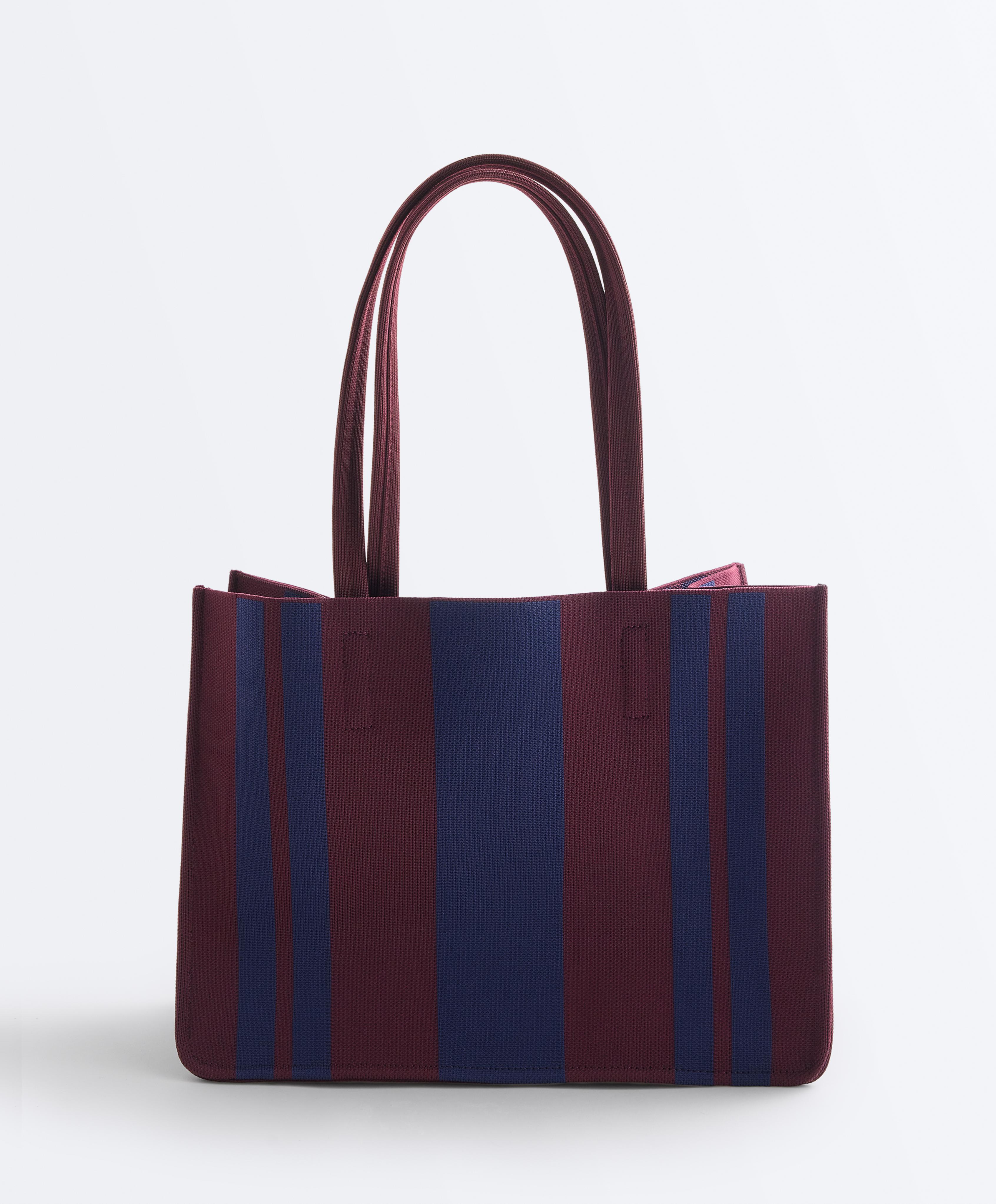 Striped shopper bag — BROWN