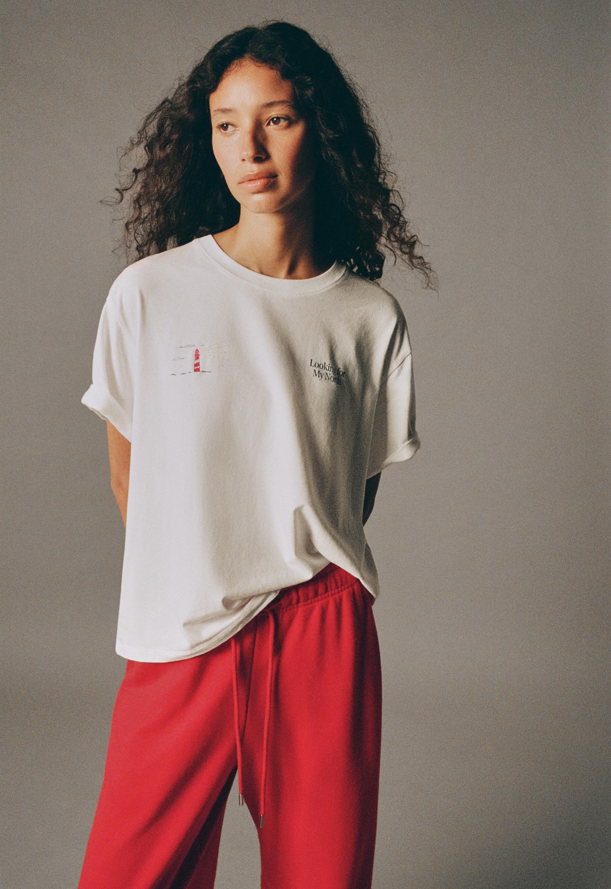 T-shirt boxy imprimé en mélange de coton