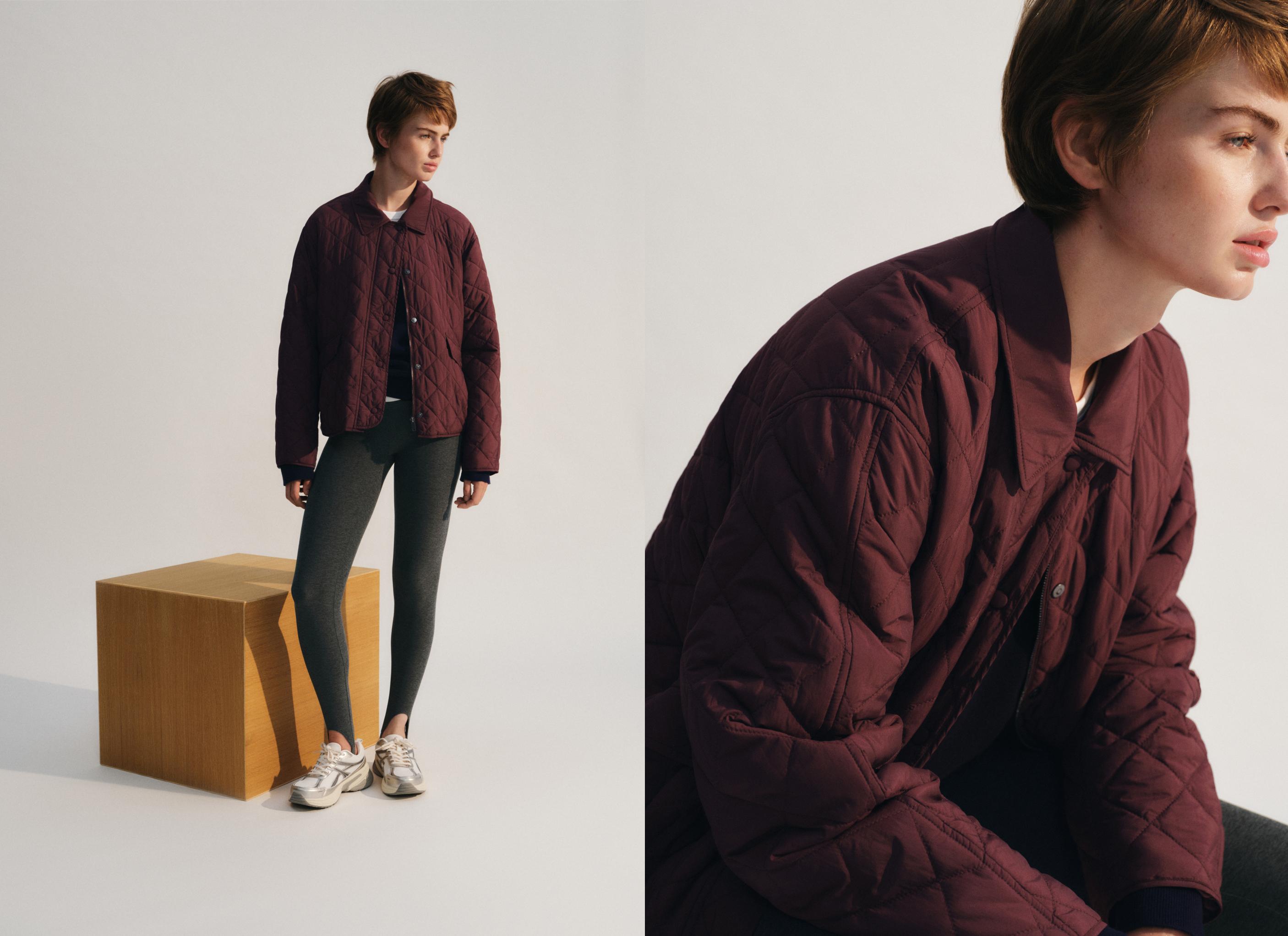 FELLEX® AEROGEL midi boxy padded jacket — BURGUNDY