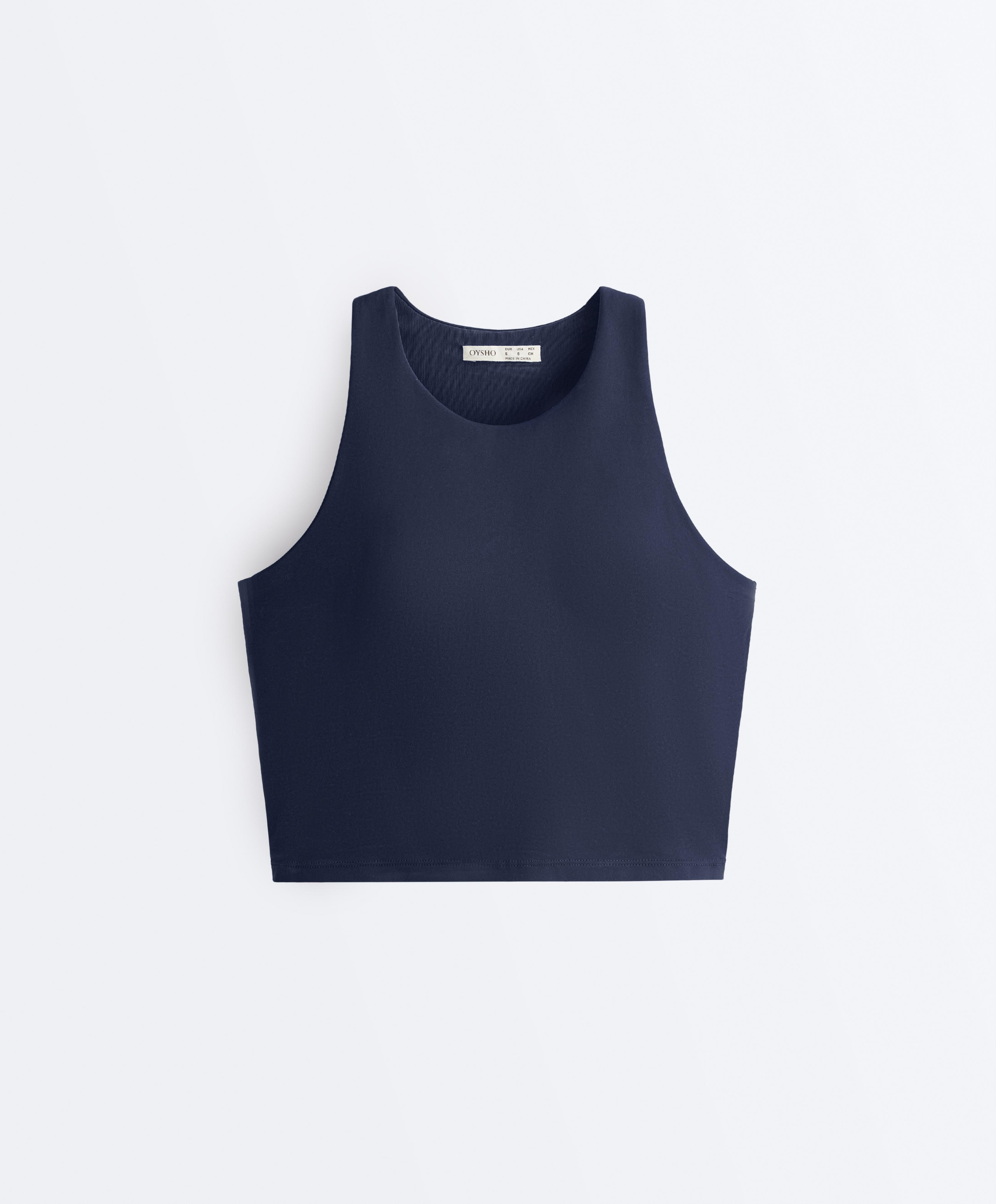 Compressive halter tank top — NAVY BLUE