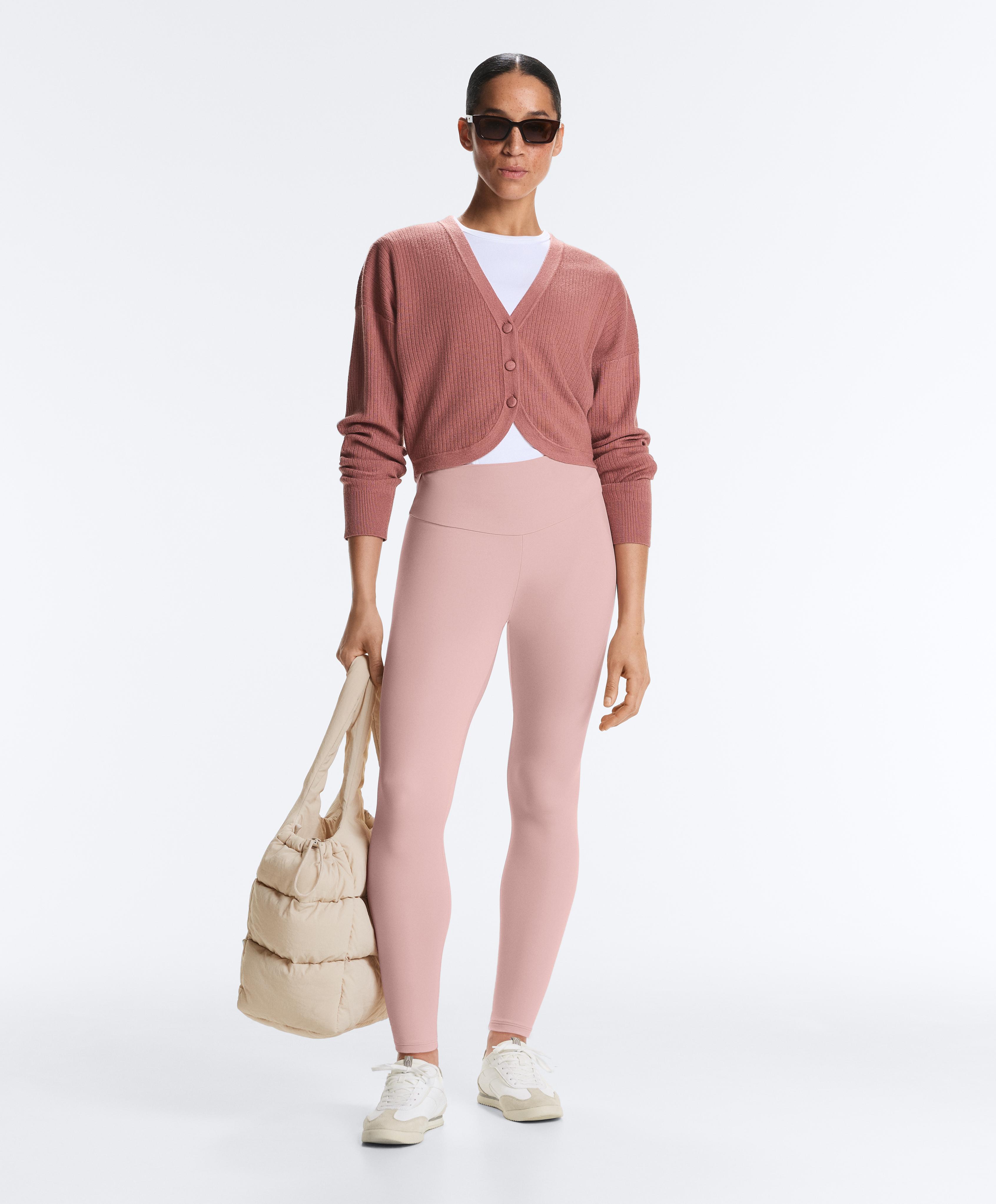 Rib knit cardigan — PALE PINK