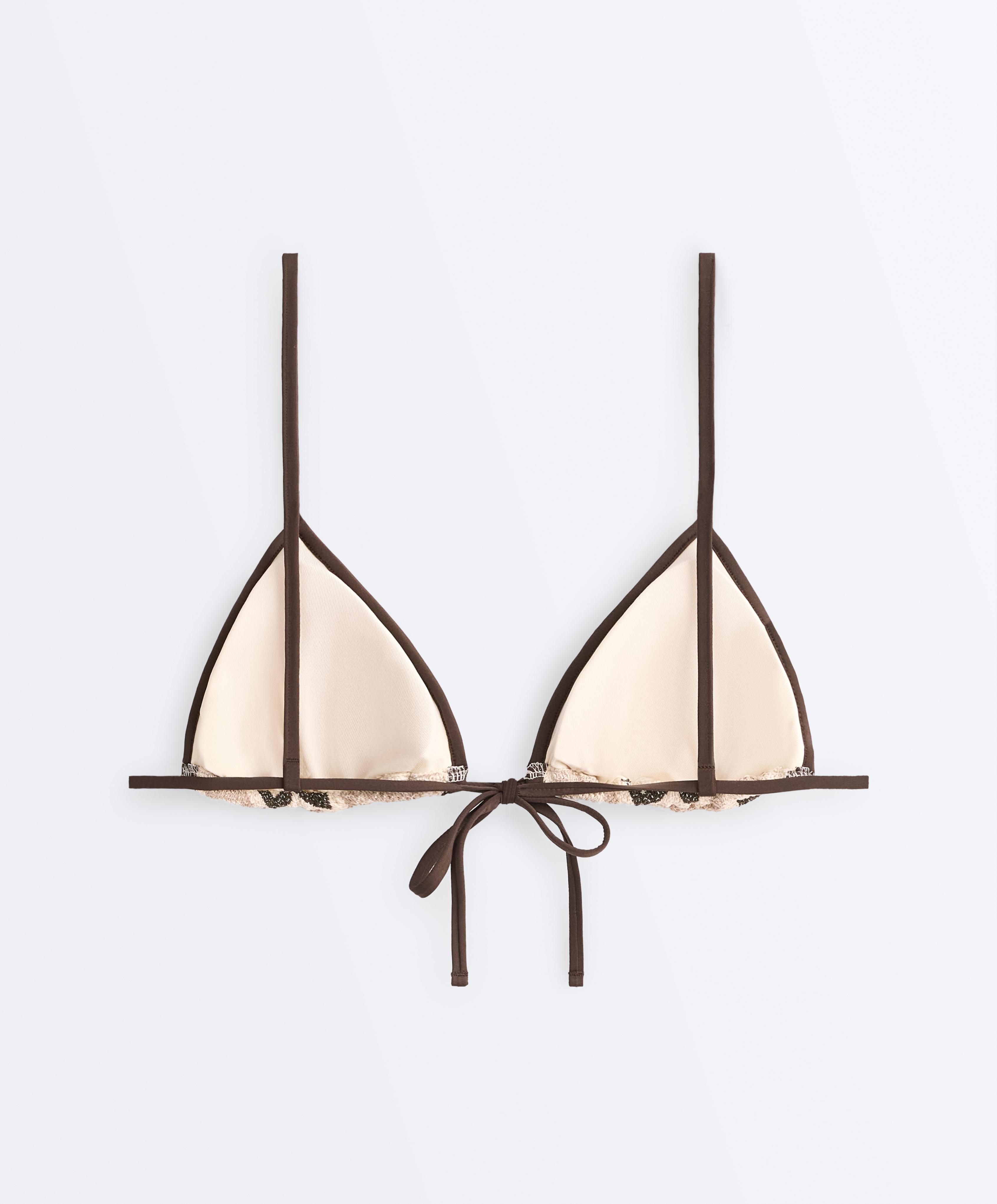 Zigzag crochet triangle bikini — ECRU