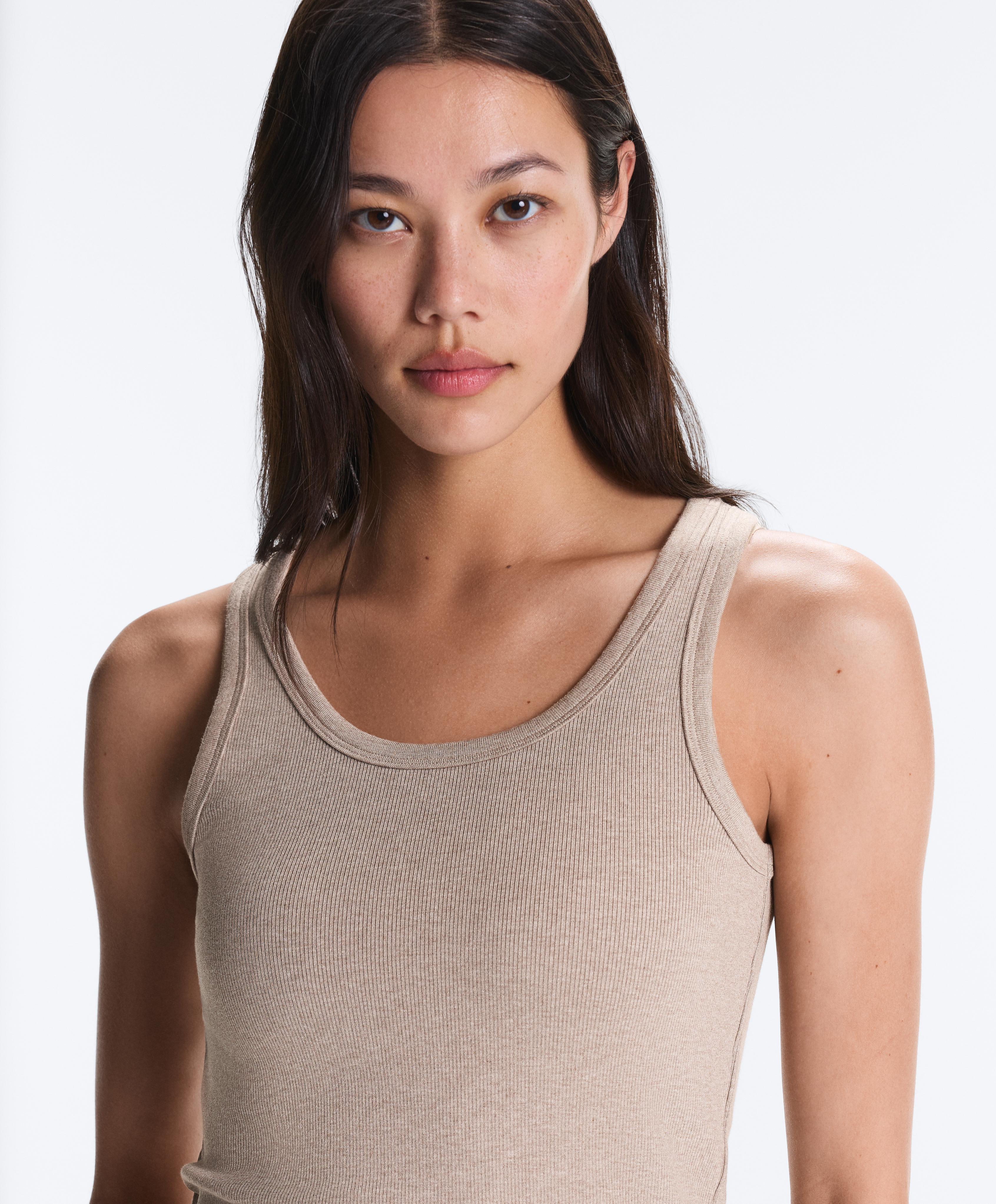 Fitted rib strap T-shirt with cotton and modal Fitted rib strap T-shirt with cotton and modal