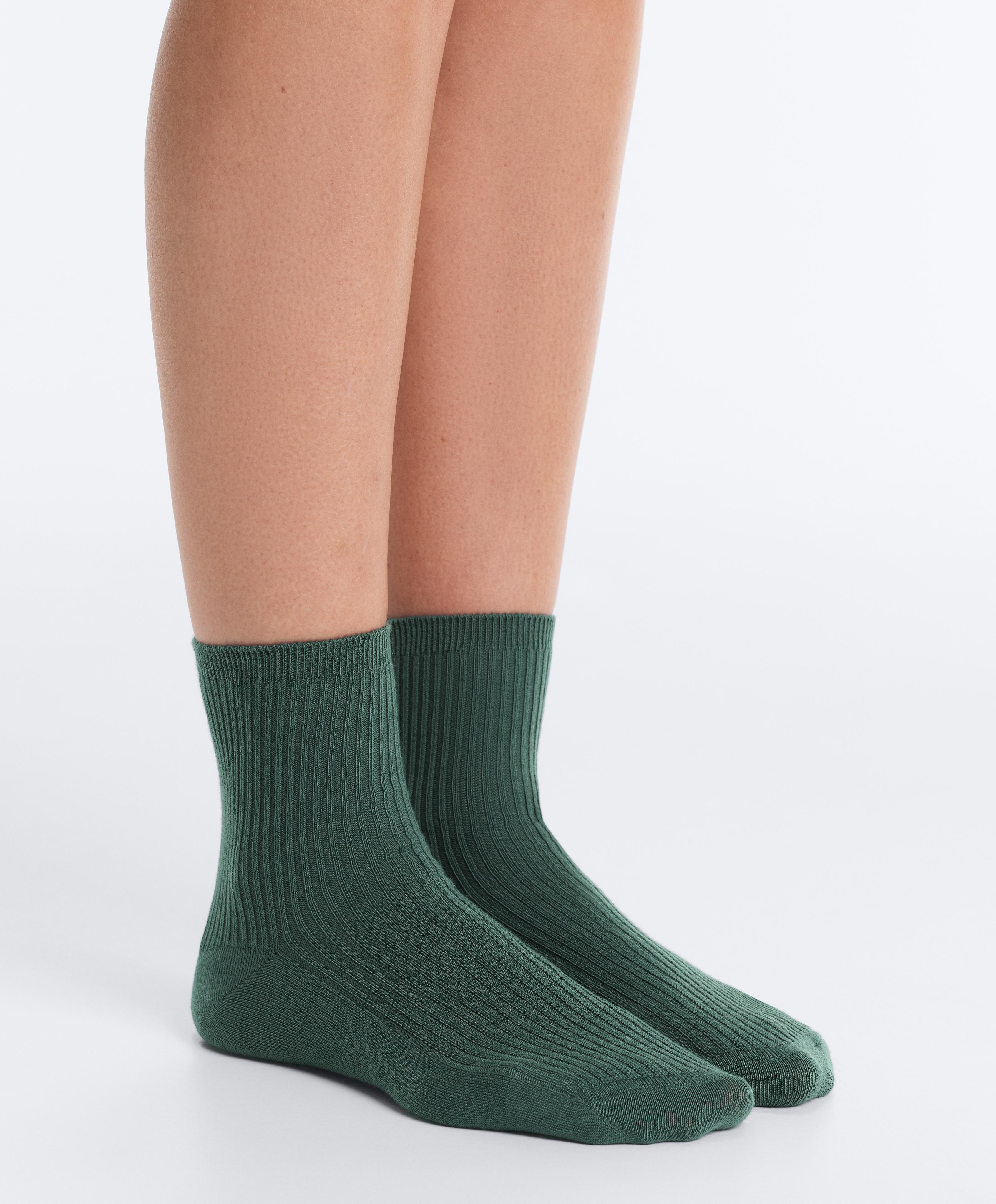 5 pairs of cotton blend quarter socks — SEA GREEN