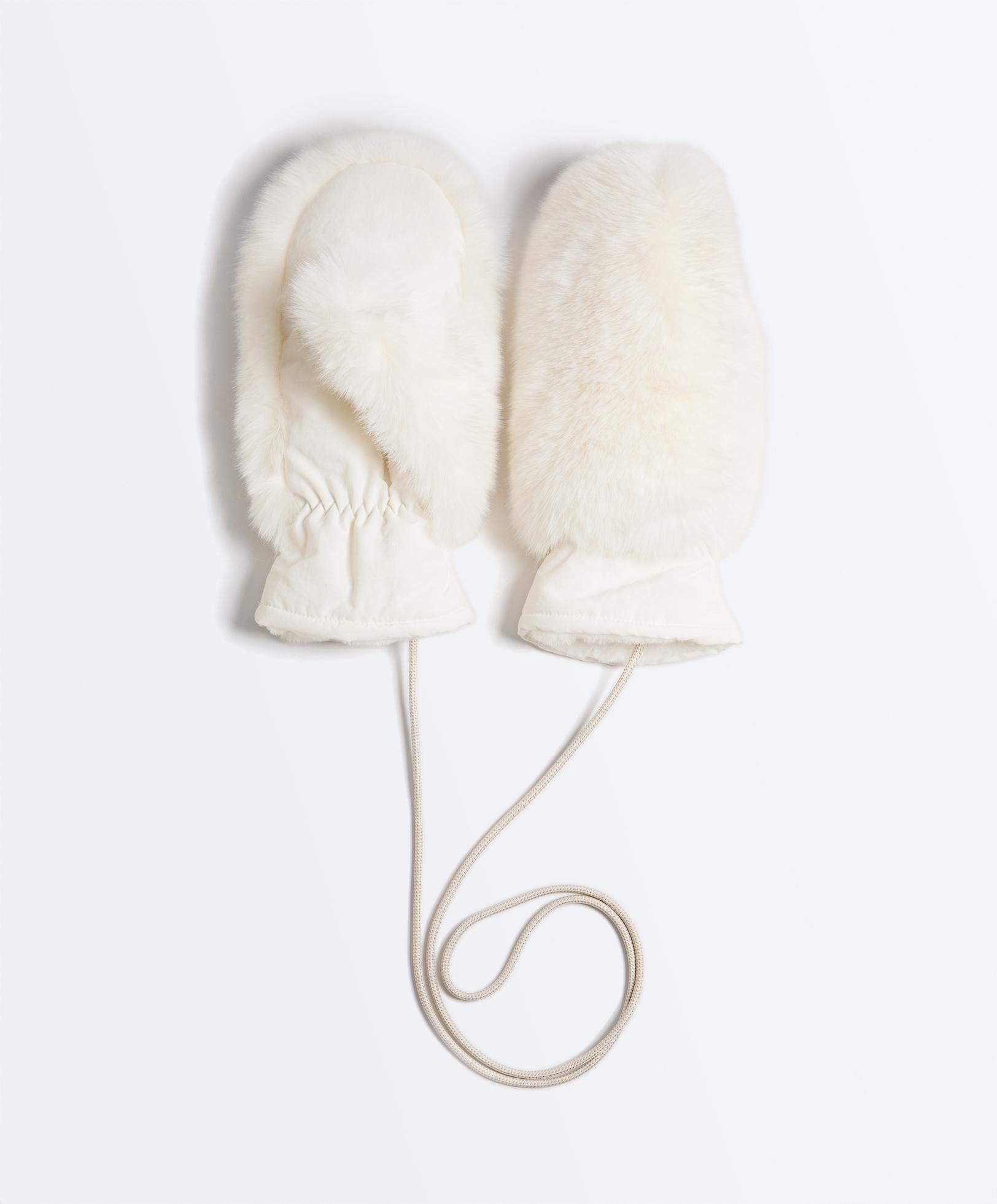 Manoplas de pelo sintético con cordón Manoplas de pelo sintético con cordón