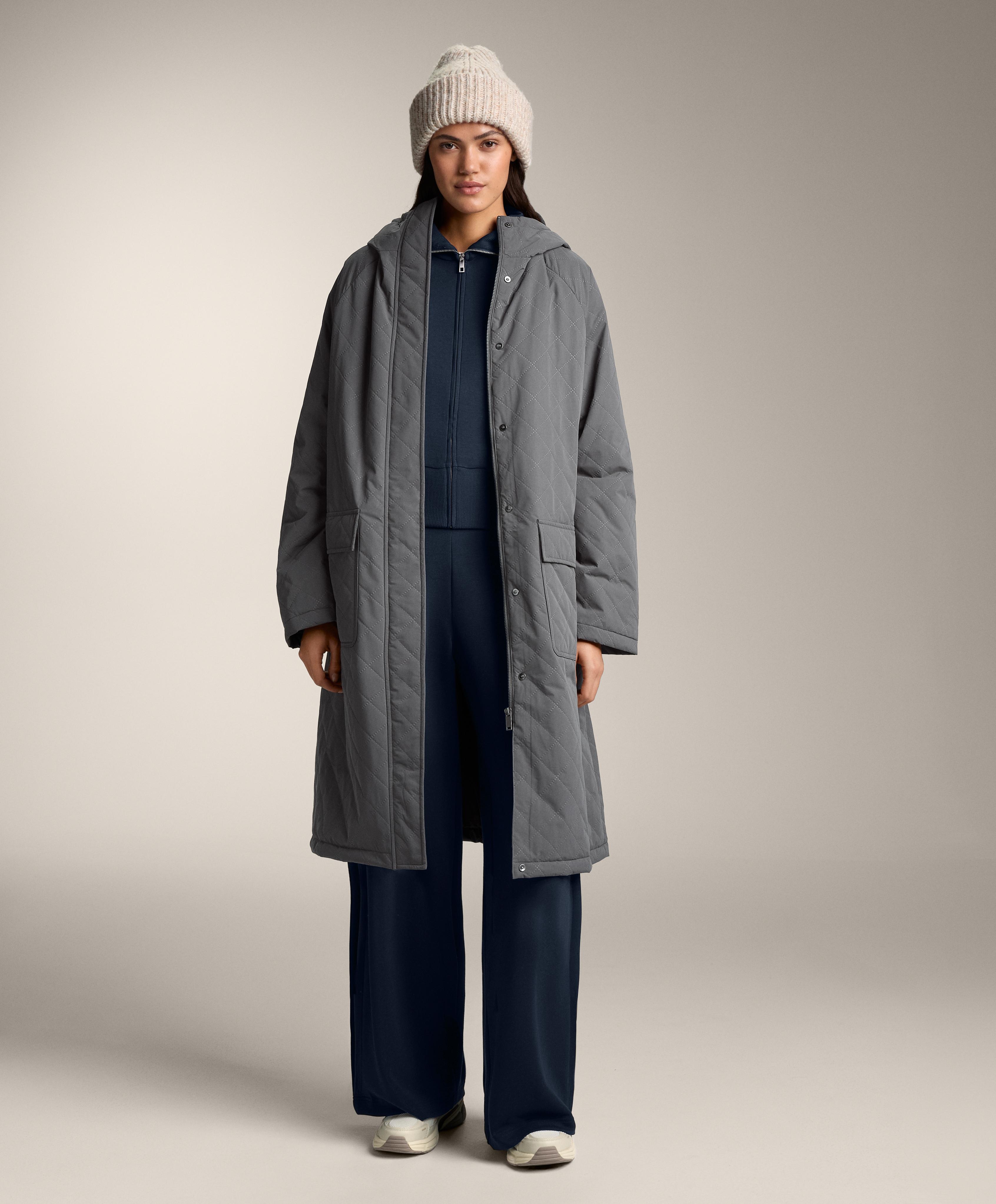 Fitted waist knit collar jacket with modal — NAVY BLUE