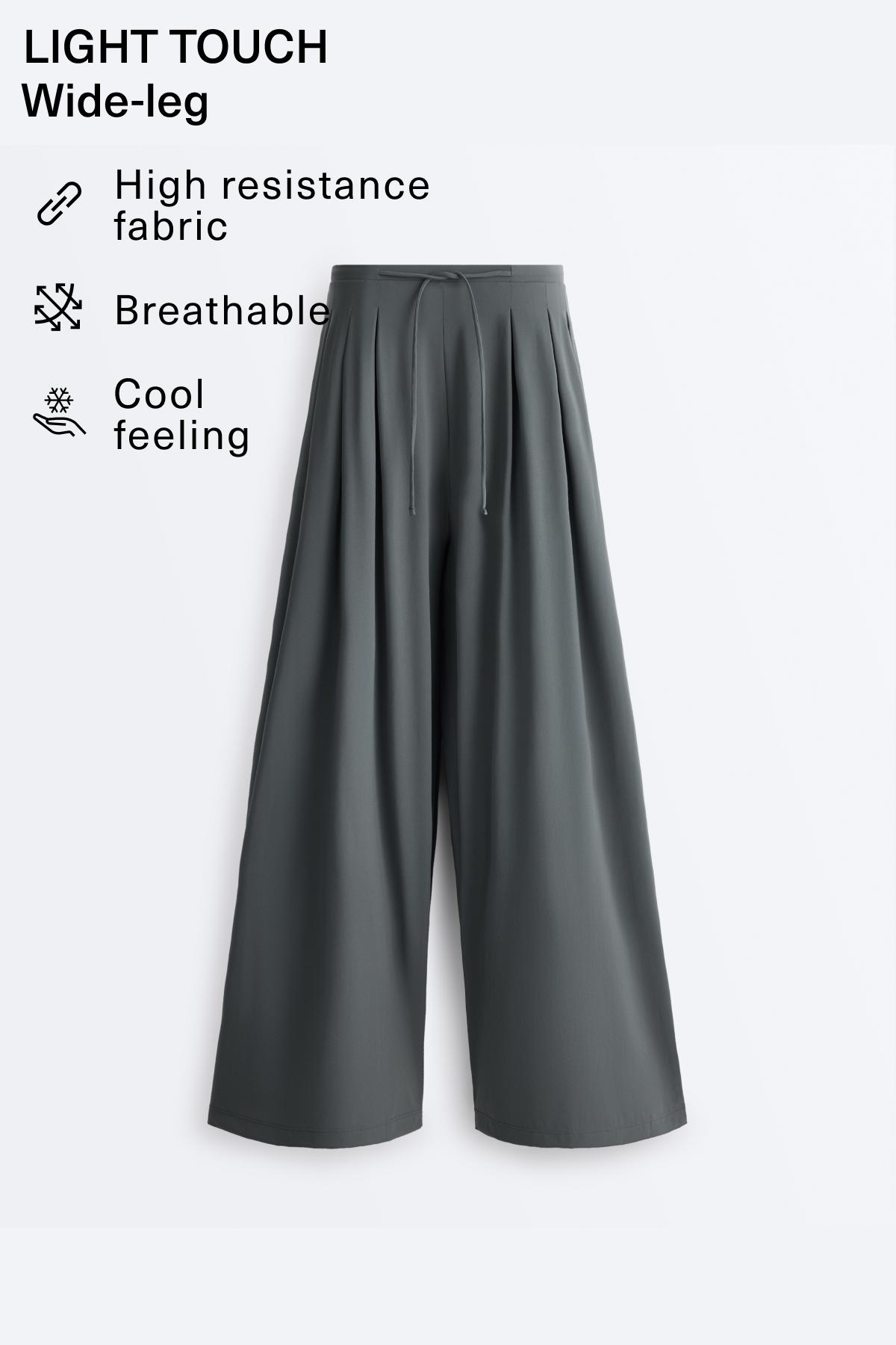 Light Touch wide-leg trousers with darts — STEEL GREY