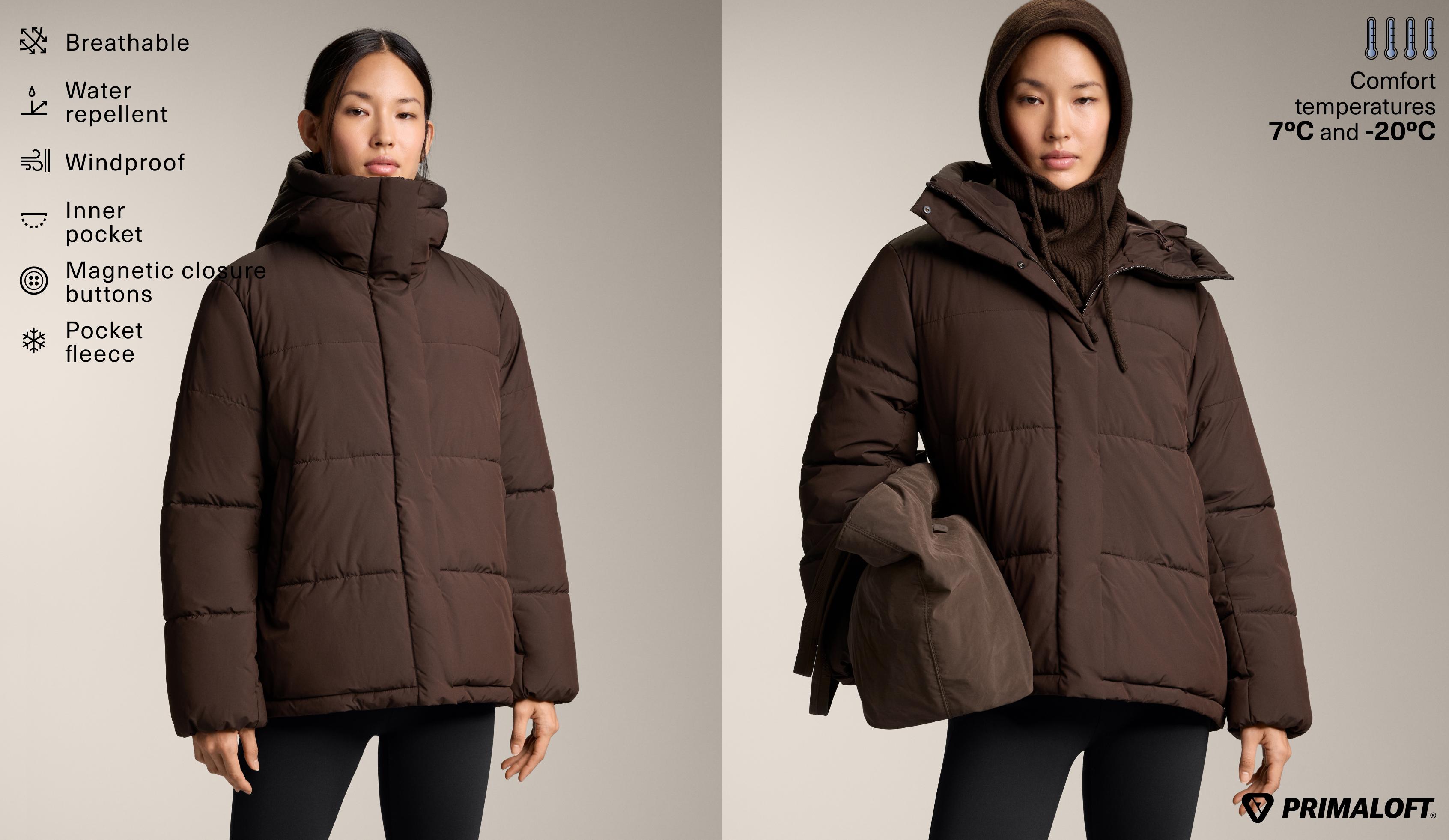 Primaloft® water-repellent padded jacket — DARK REDDISH‑BROWN
