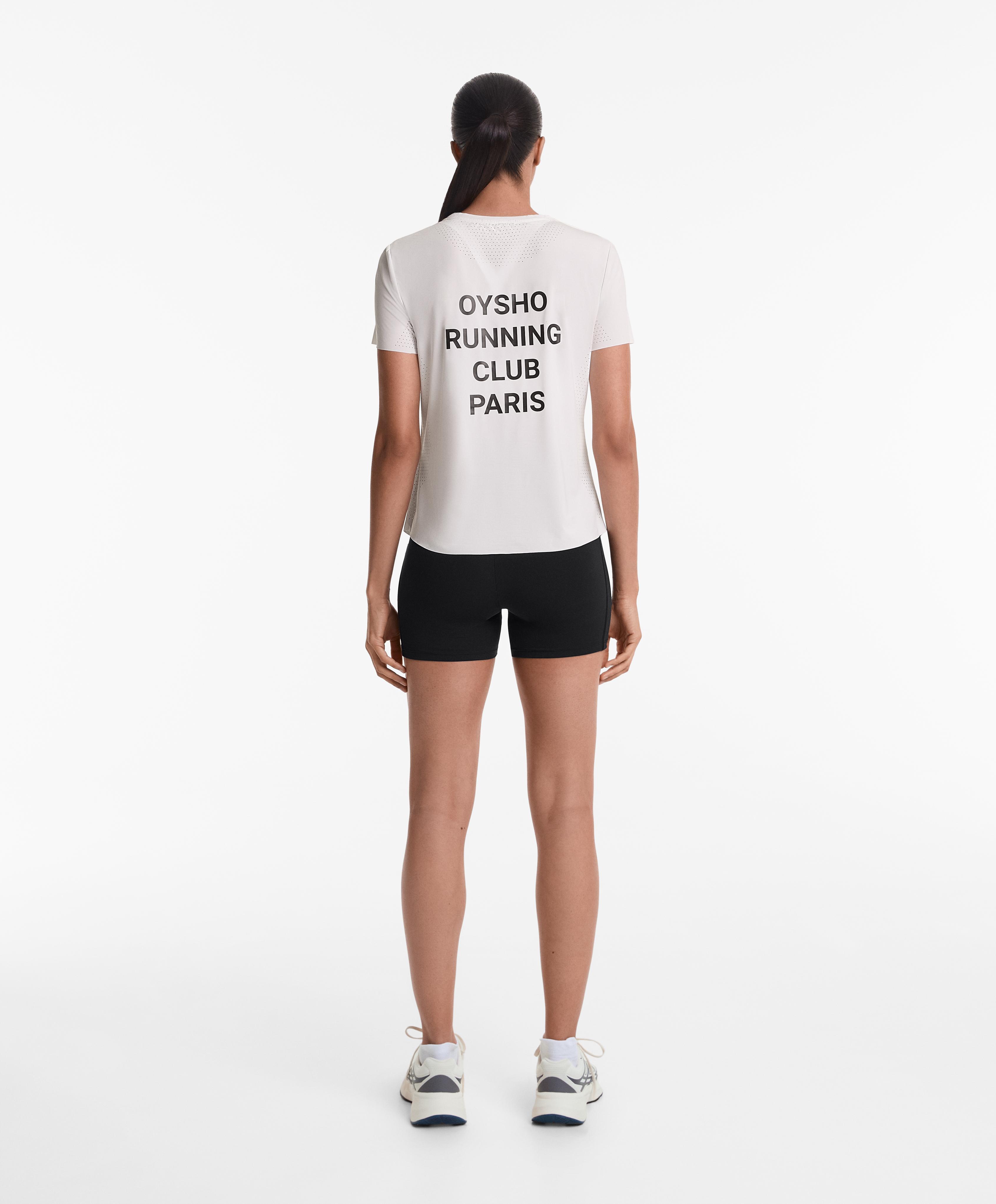 Running Club Paris fitted short-sleeved technical T-shirt — WHITE