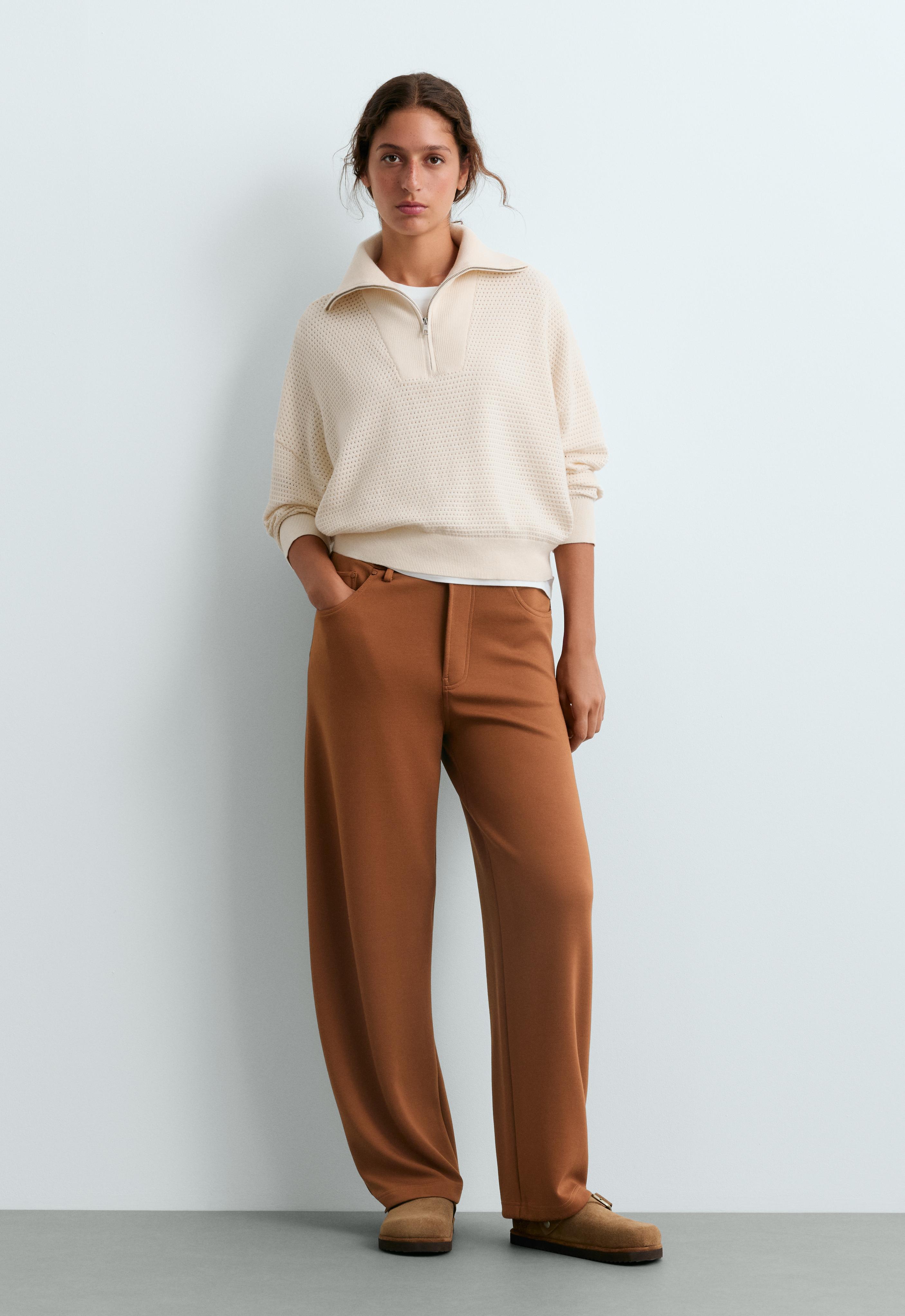 Cotton-blend open knit jumper — PALE ECRU