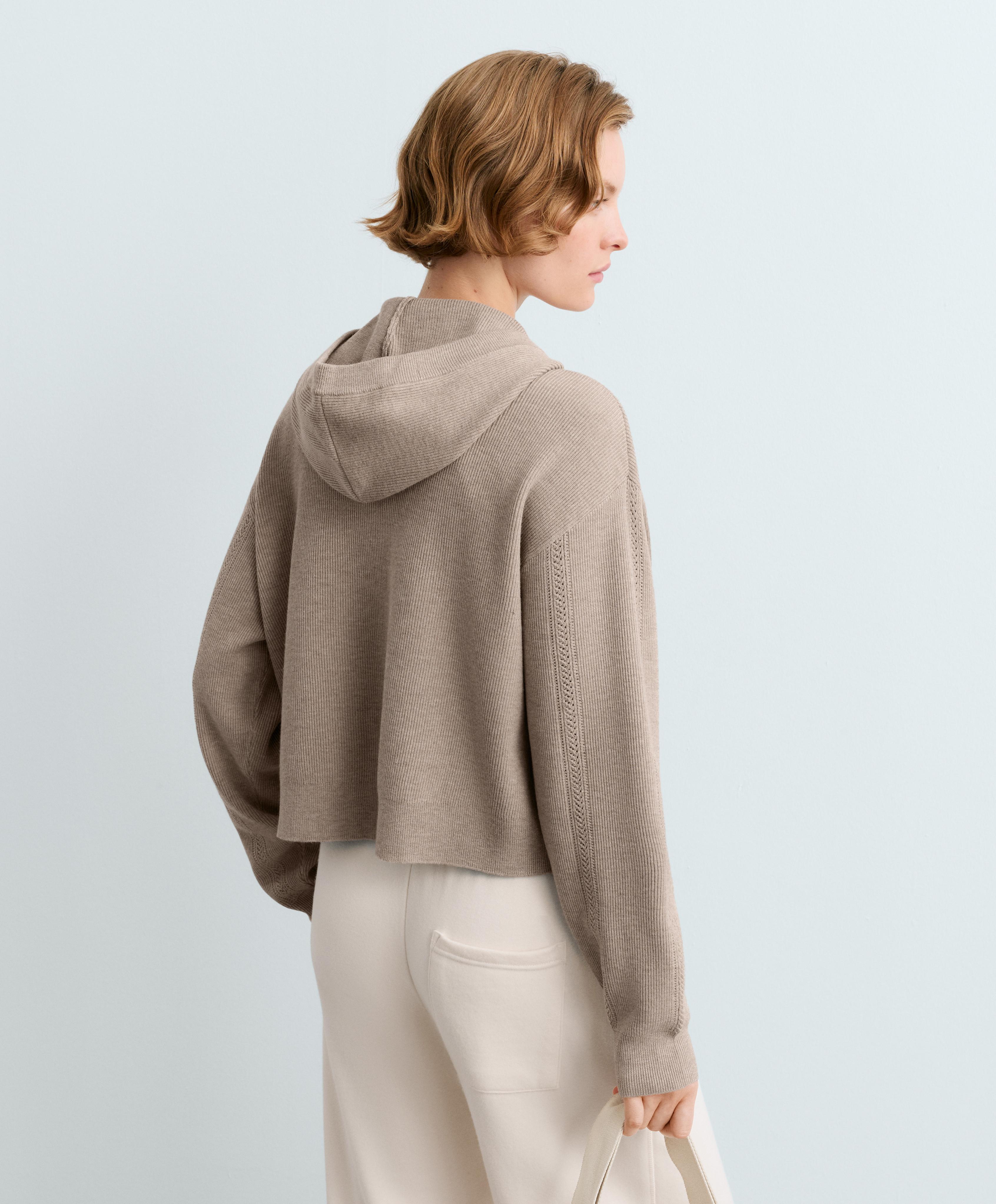 Open-knit hooded jacket — SOFT MINK
